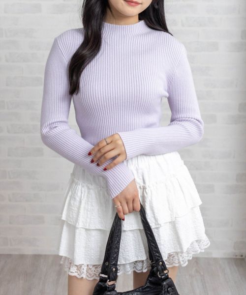 clear≪再入荷≫ハイゲージハイネックニットトップス[CL8388