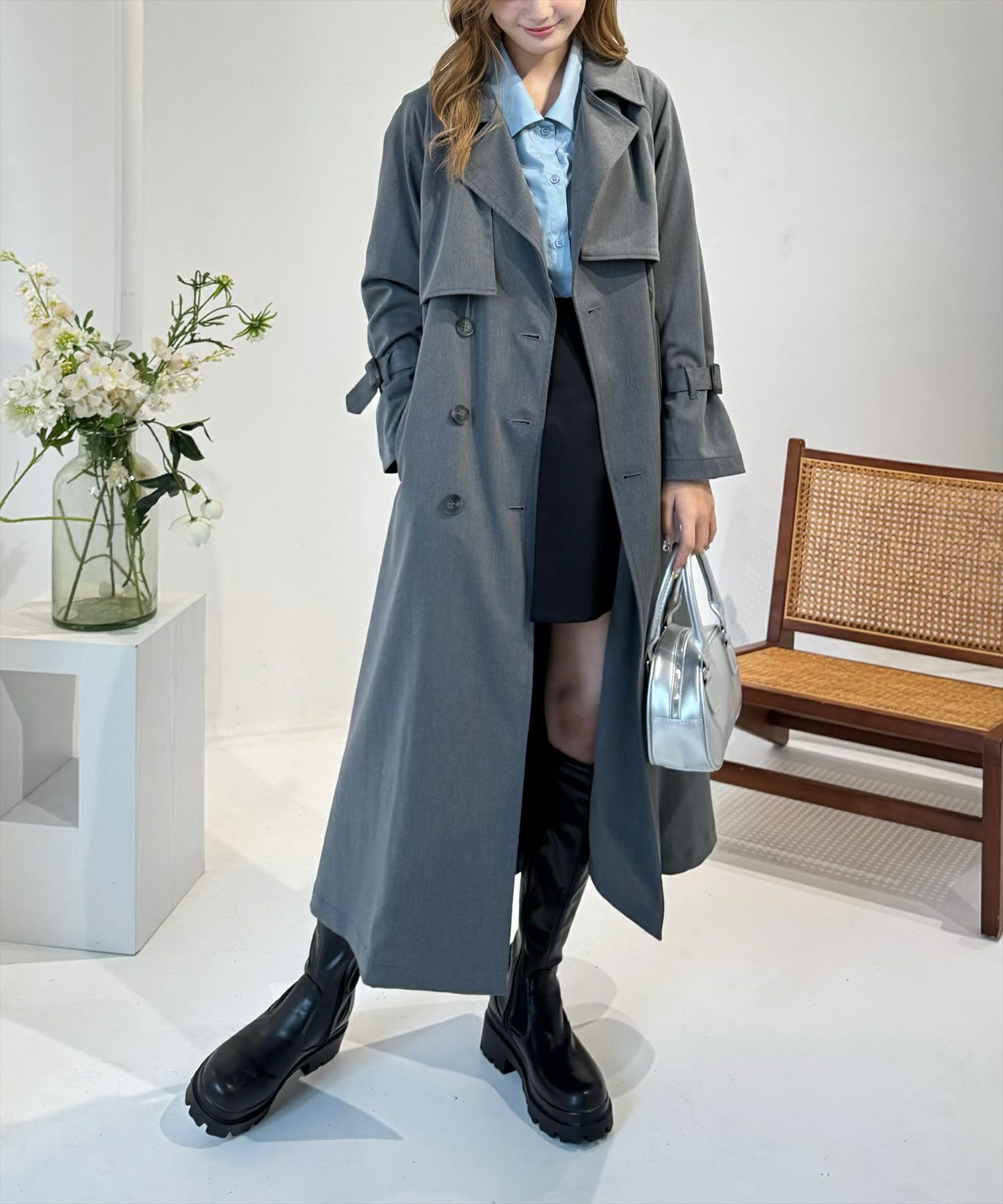 161cm/チャコールグレー着用