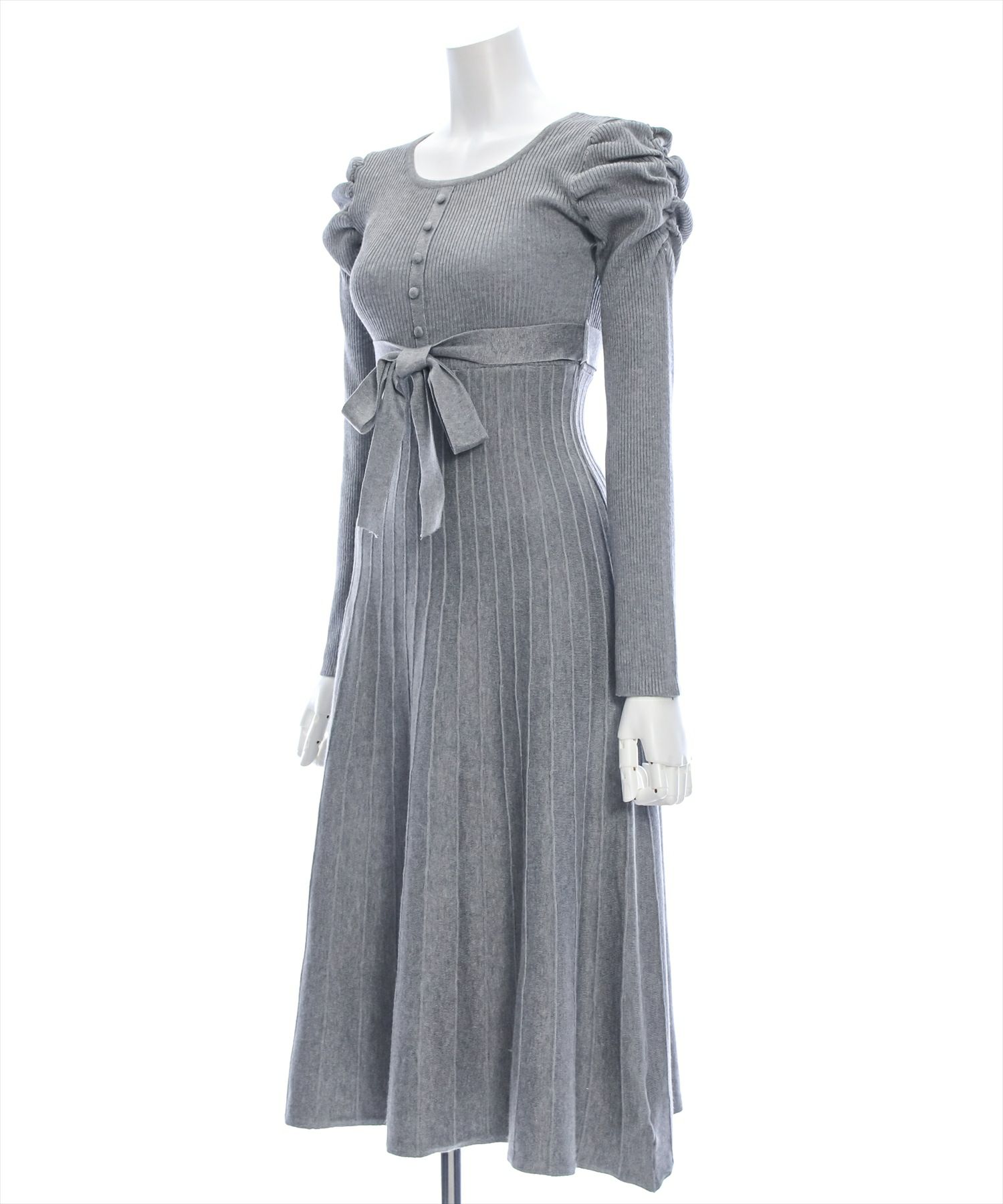 clear ウエストリボンニットプリーツワンピース[CL8672] | レディース