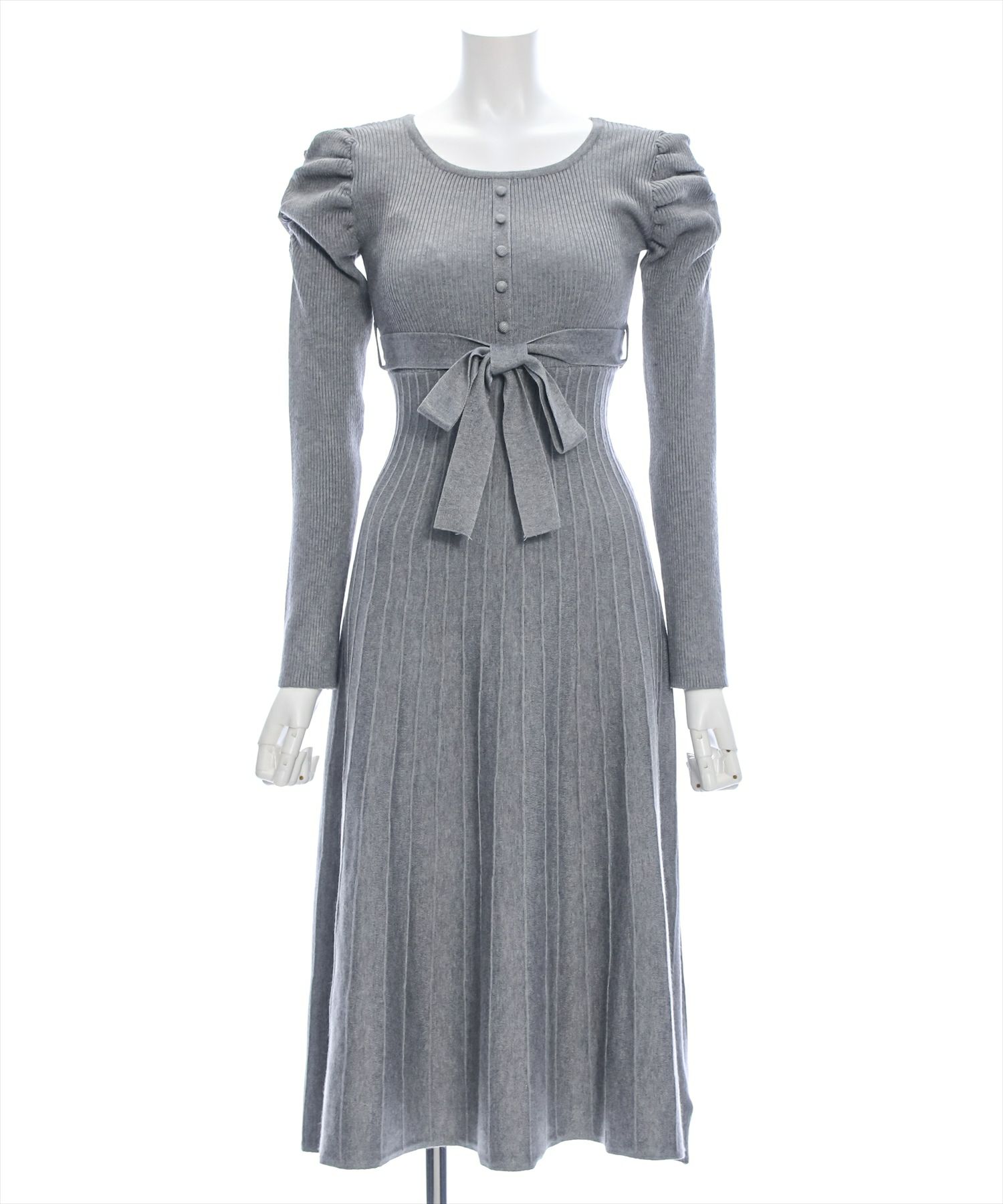 clear ウエストリボンニットプリーツワンピース[CL8672] | レディース