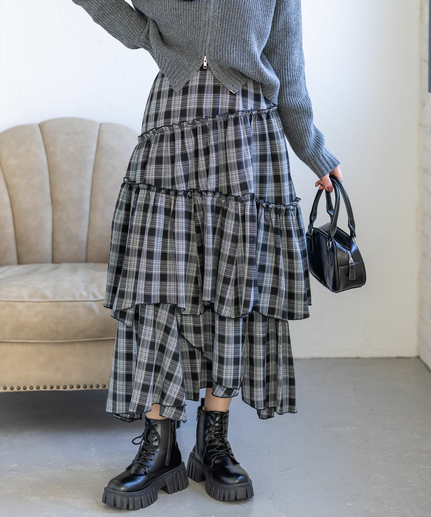 clear≪再入荷≫柄ランダムティアードロングスカート[CL8869