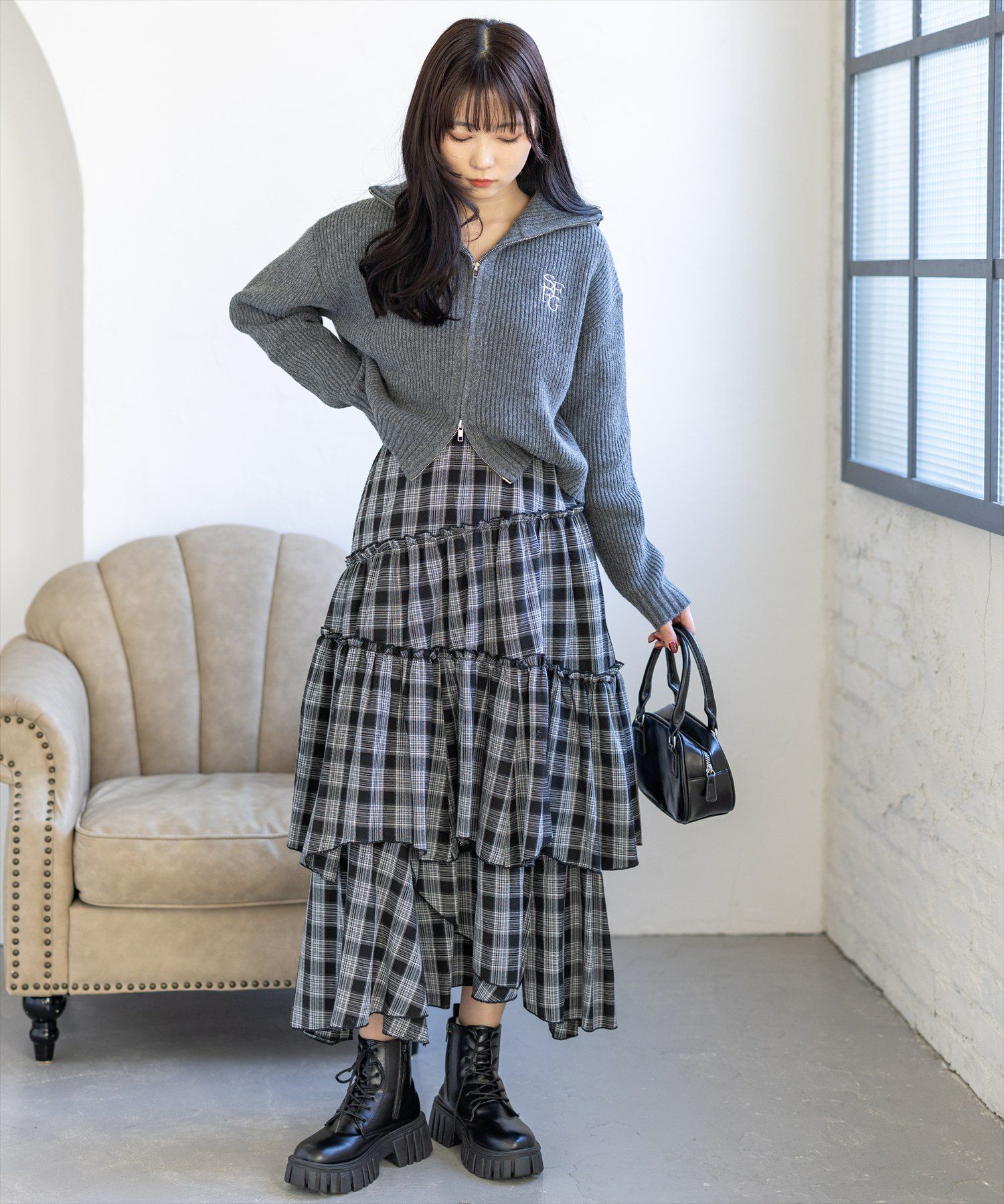 clear≪再入荷≫柄ランダムティアードロングスカート[CL8869