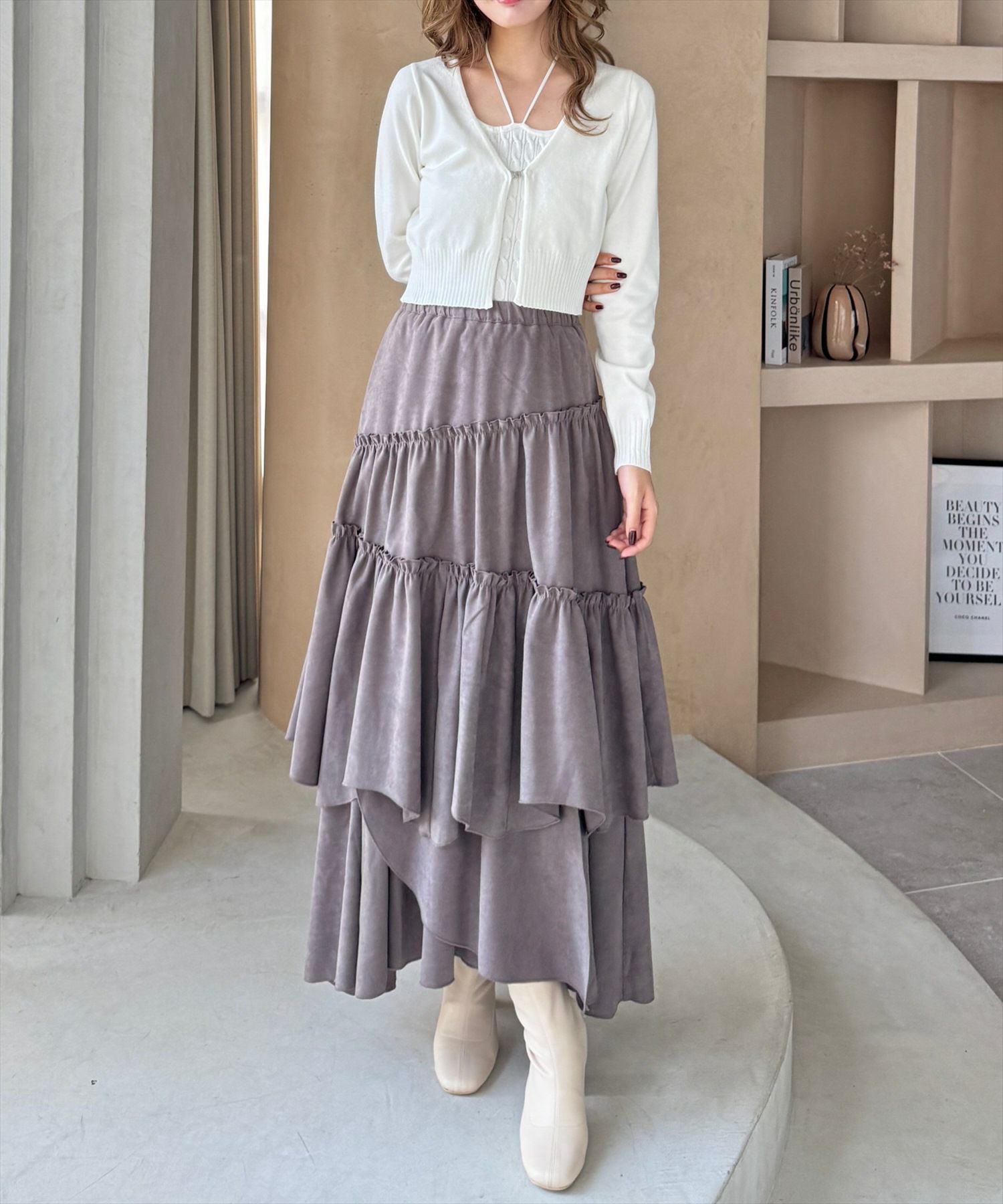 clear≪再入荷≫柄ランダムティアードロングスカート[CL8869