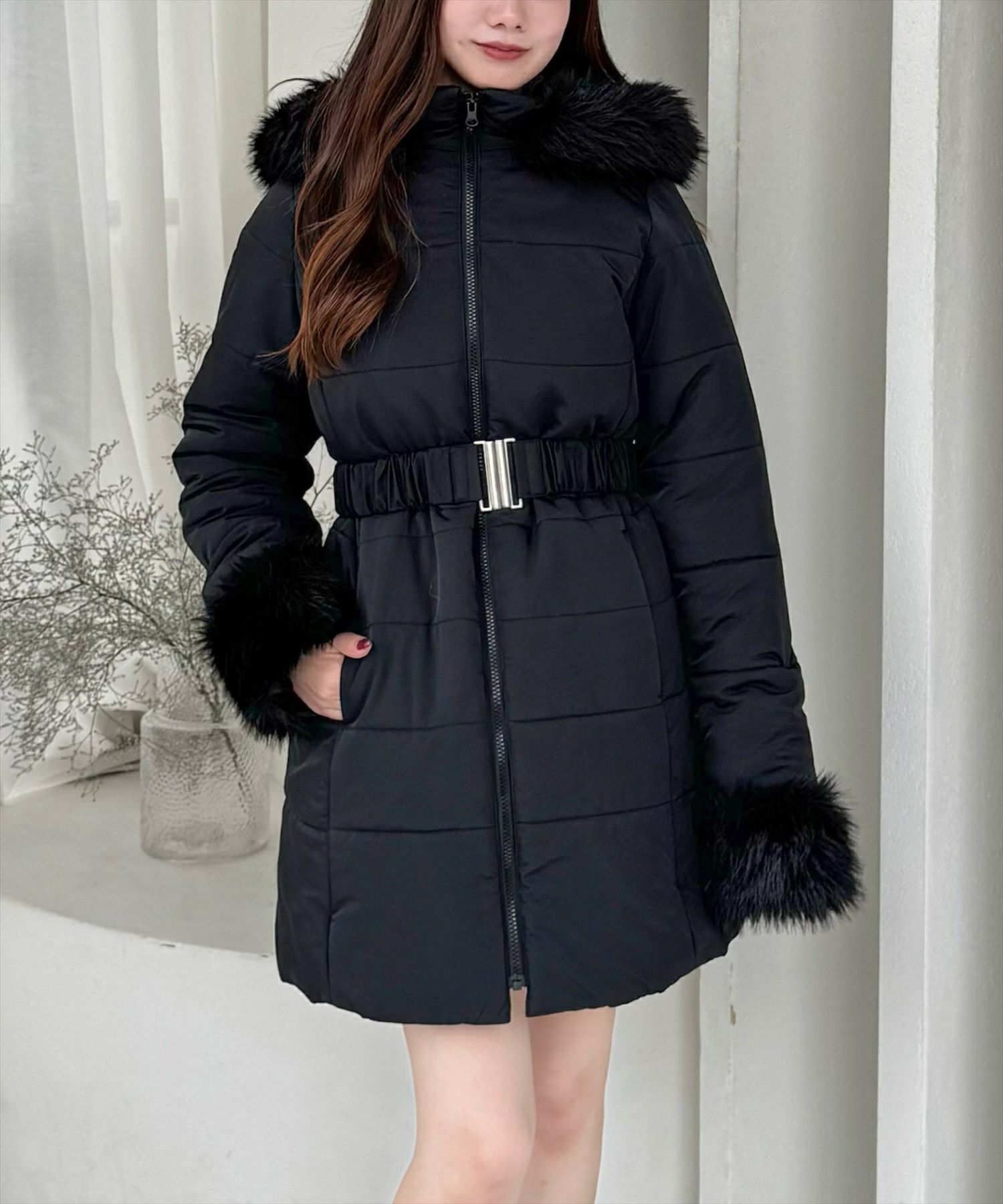 CENEA 2wayフロントジップミドル中綿コート ブラック M 着痩せダウン CENEA(セネア) | 【 2025 Winter Collection 】 10/30 (木) 12:00