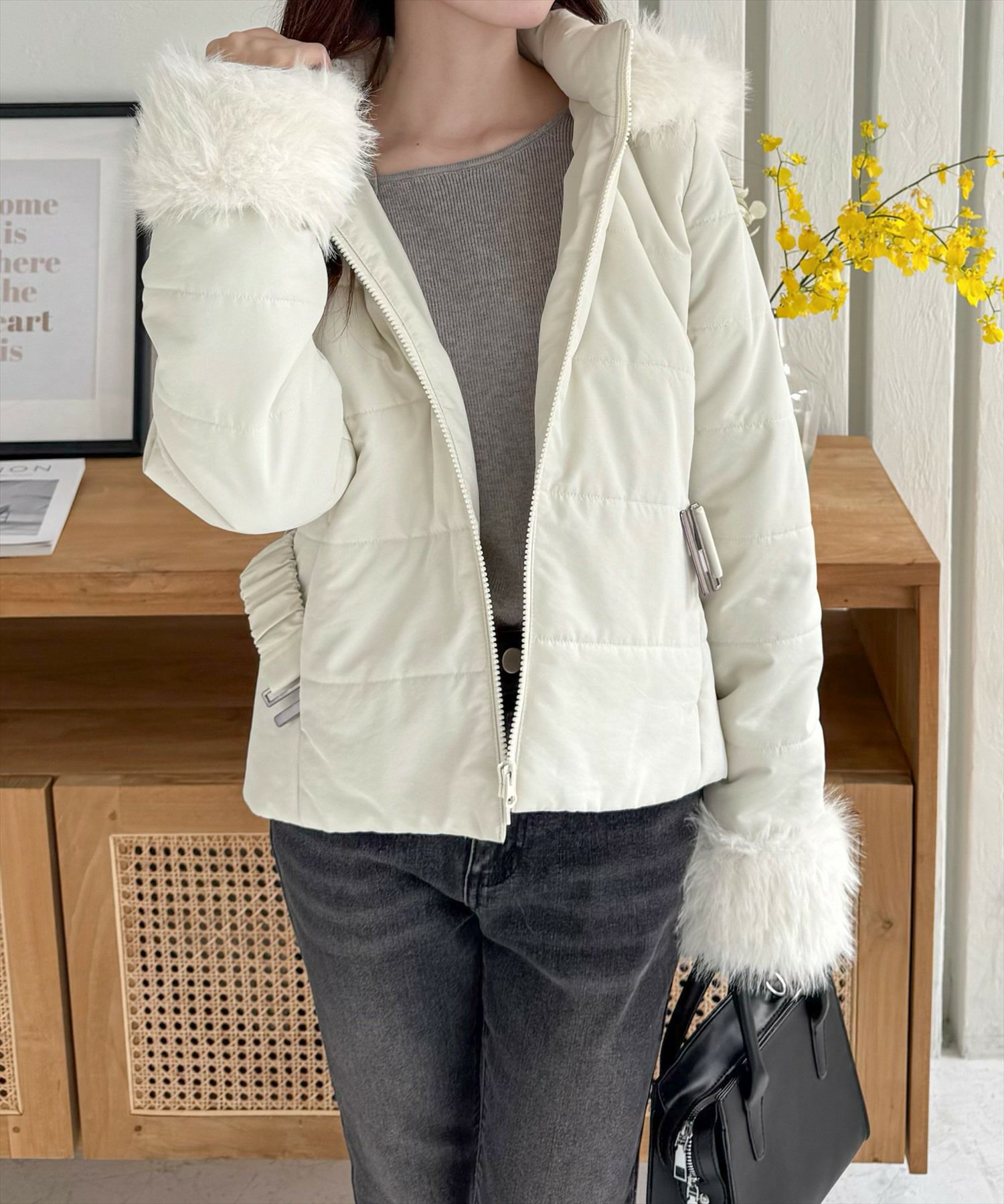 clear ベルト付ファー中綿ダウン[CL8394] | レディースファッション