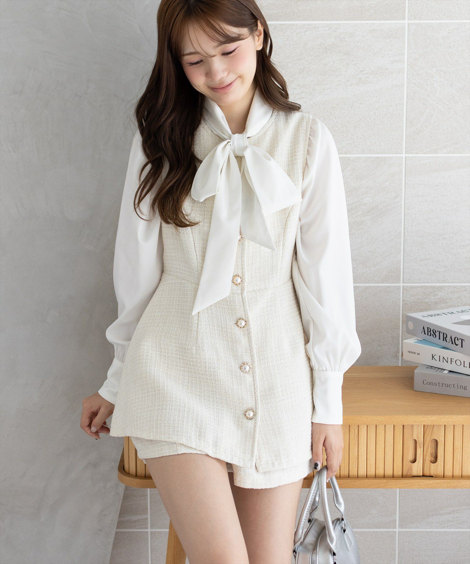 161cm/アイボリー着用