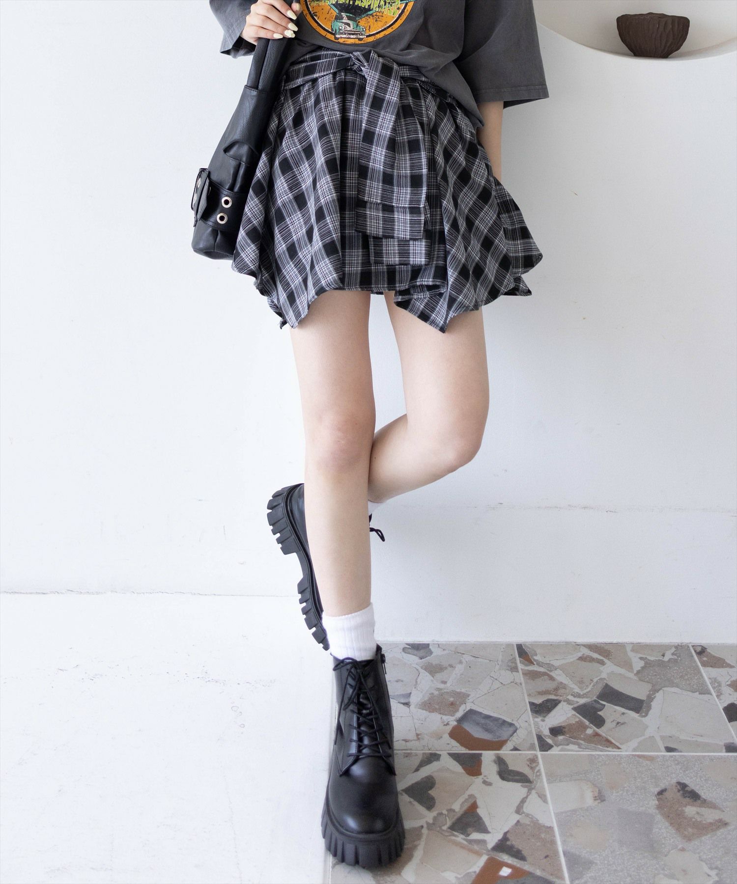 clear チェック柄ラップ風スカート[CL8913] | レディースファッション