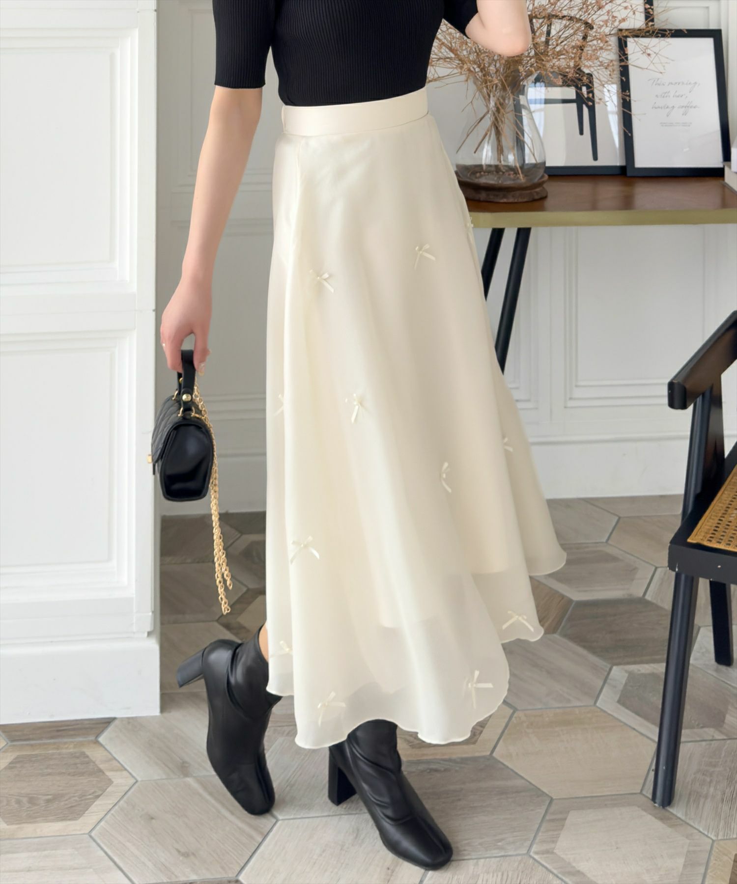 CLEAR BASIC リボン付きチュールフレアスカート[CL8994] | レディース