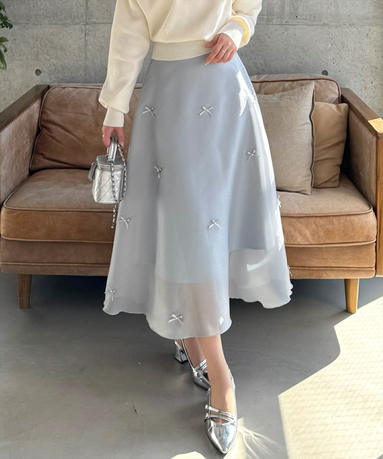 CLEAR BASIC リボン付きチュールフレアスカート[CL8994] | レディース