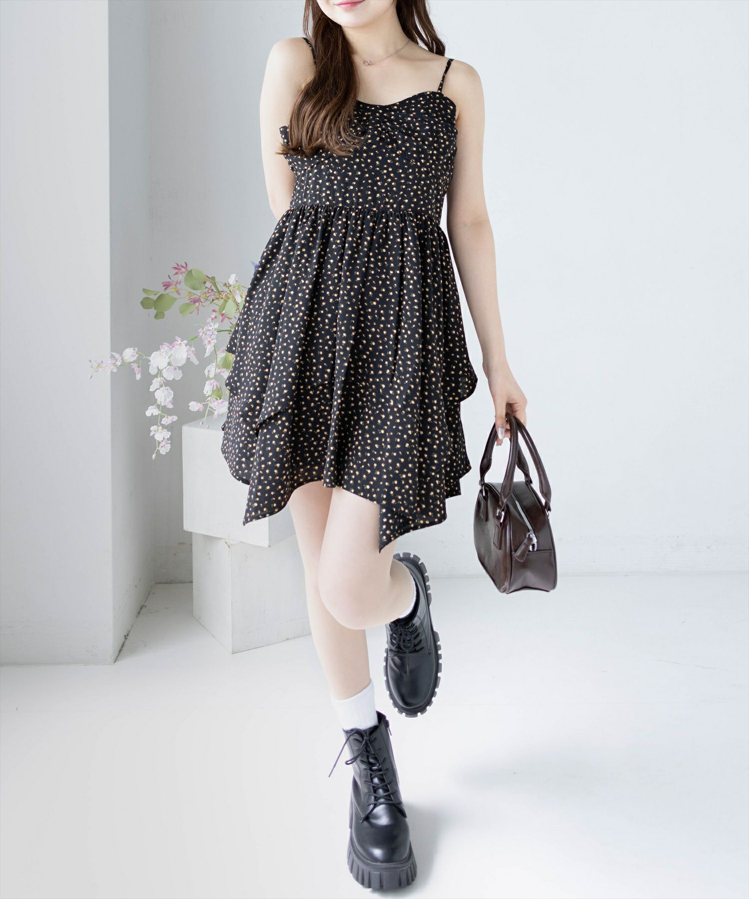 160㎝/ブラックフラワー