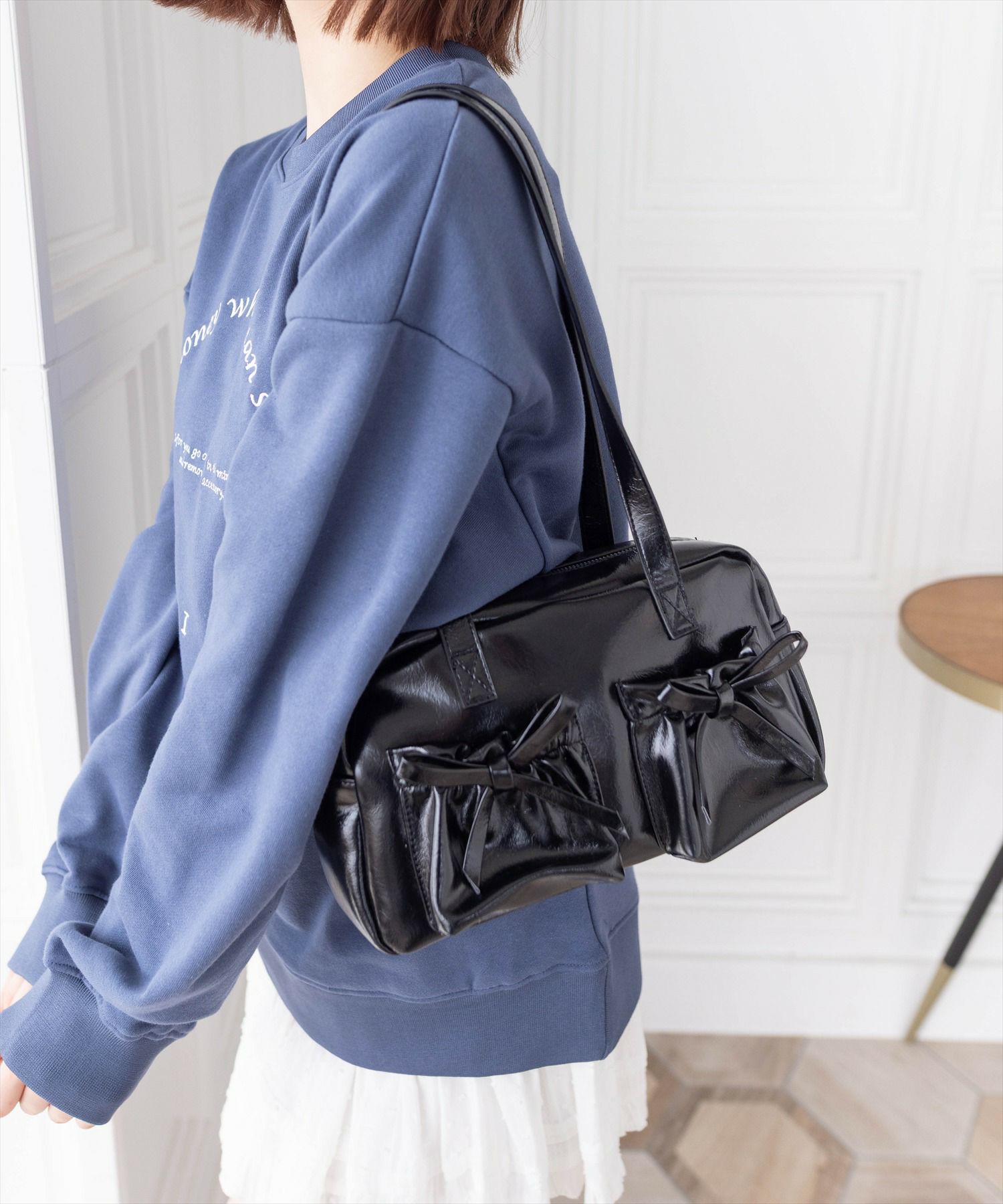 clear≪再入荷≫ダブルポケットリボンスクエアバッグ[ZA0011