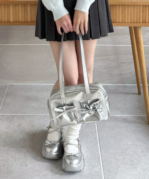 clear≪再入荷≫ダブルポケットリボンスクエアバッグ[ZA0011