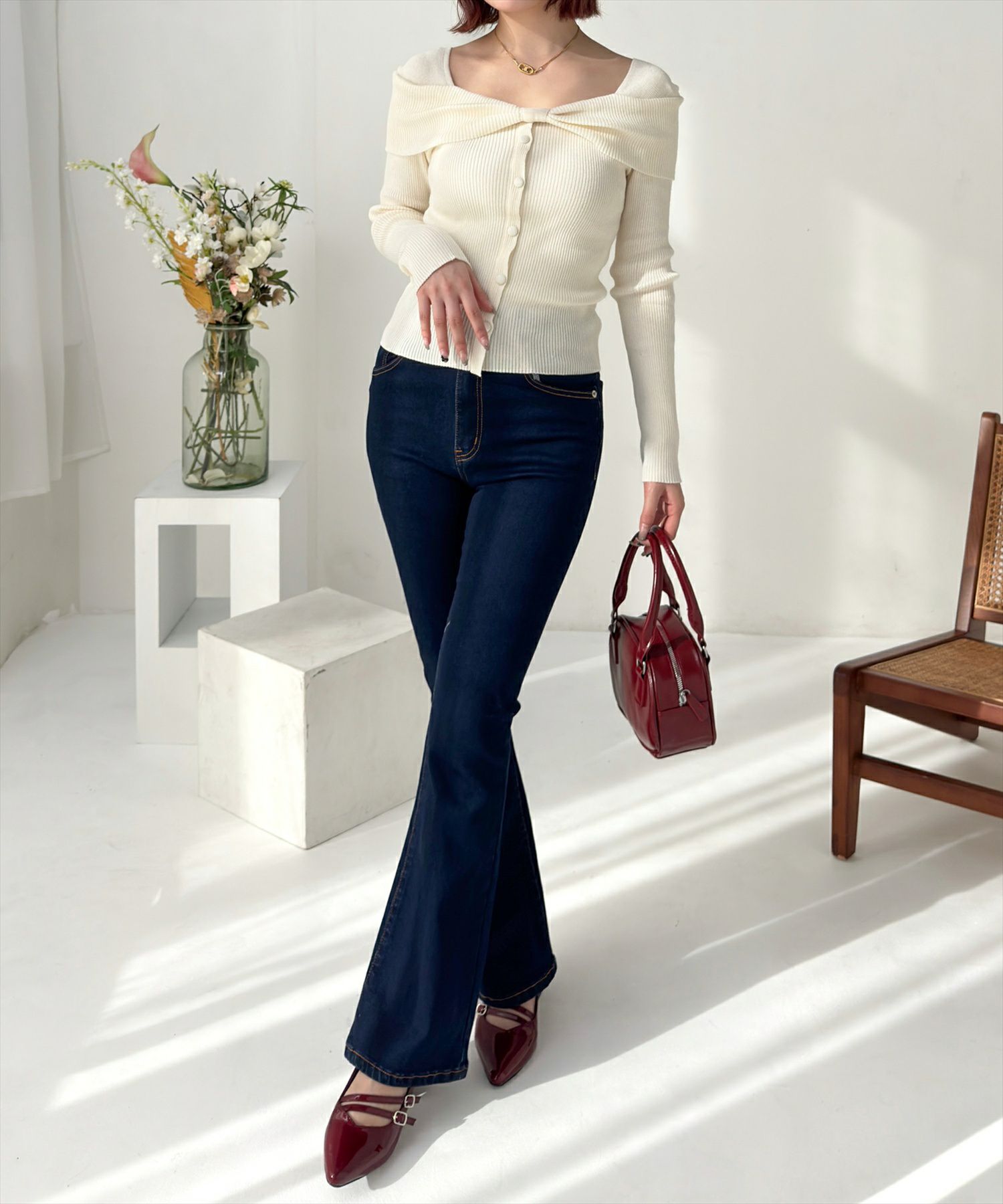 160cm/アイボリー着用