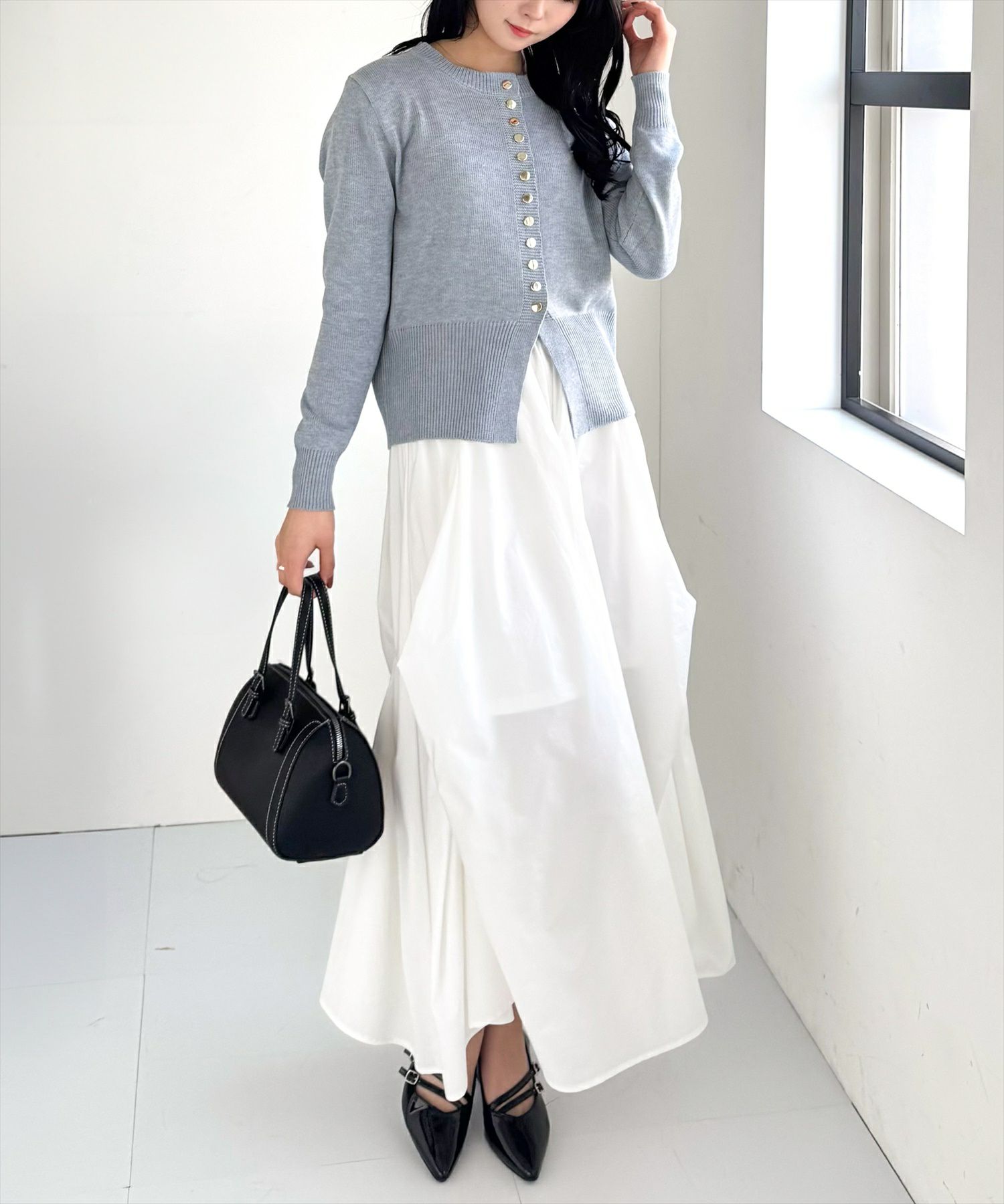 162cm/杢グレー着用