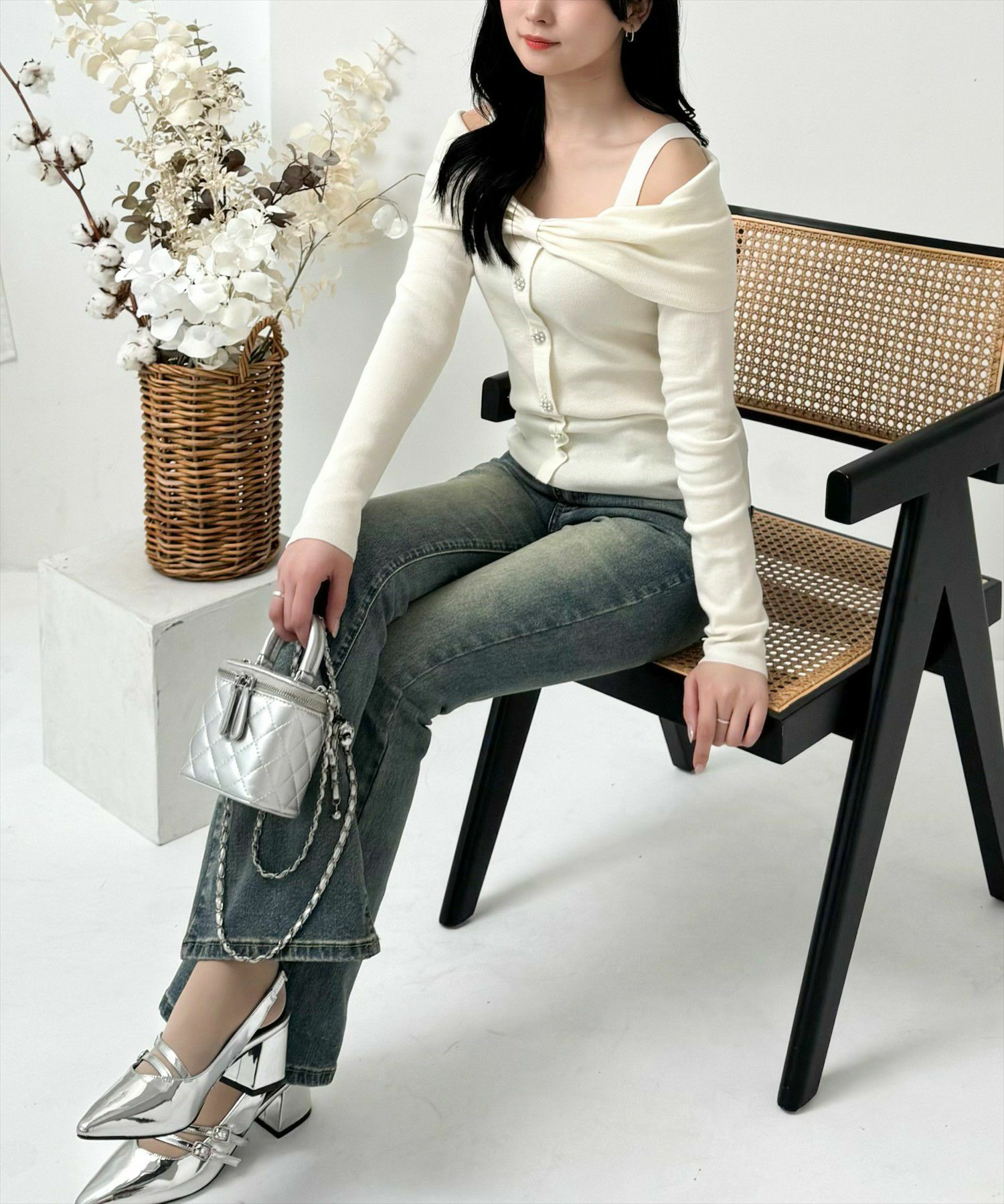 162cm/アイボリー着用