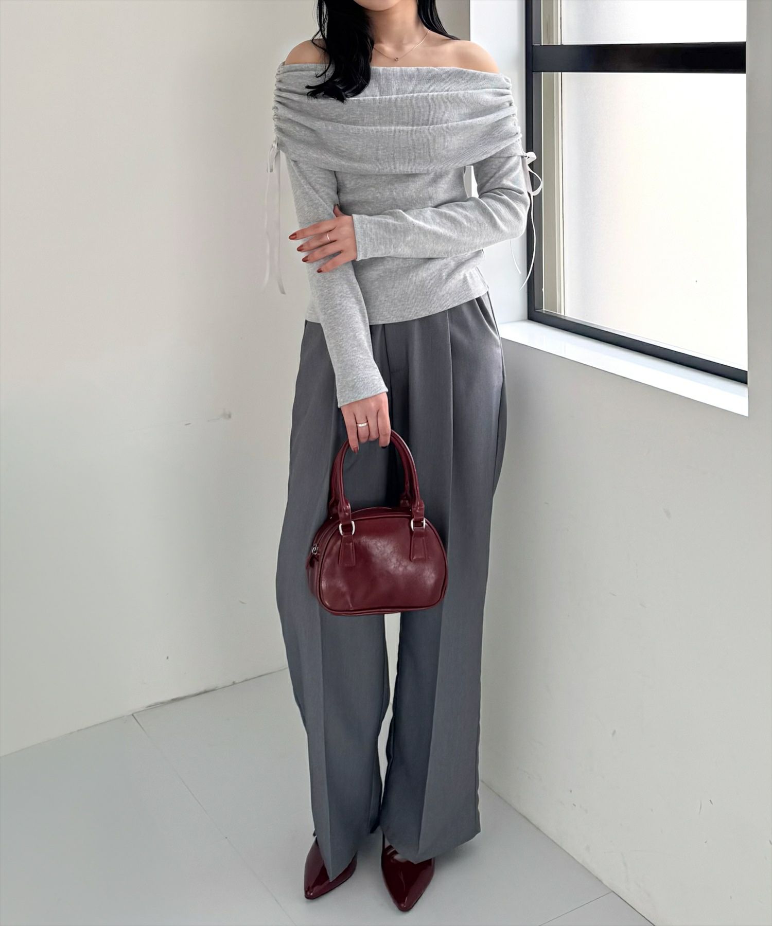 162cm/杢グレー着用