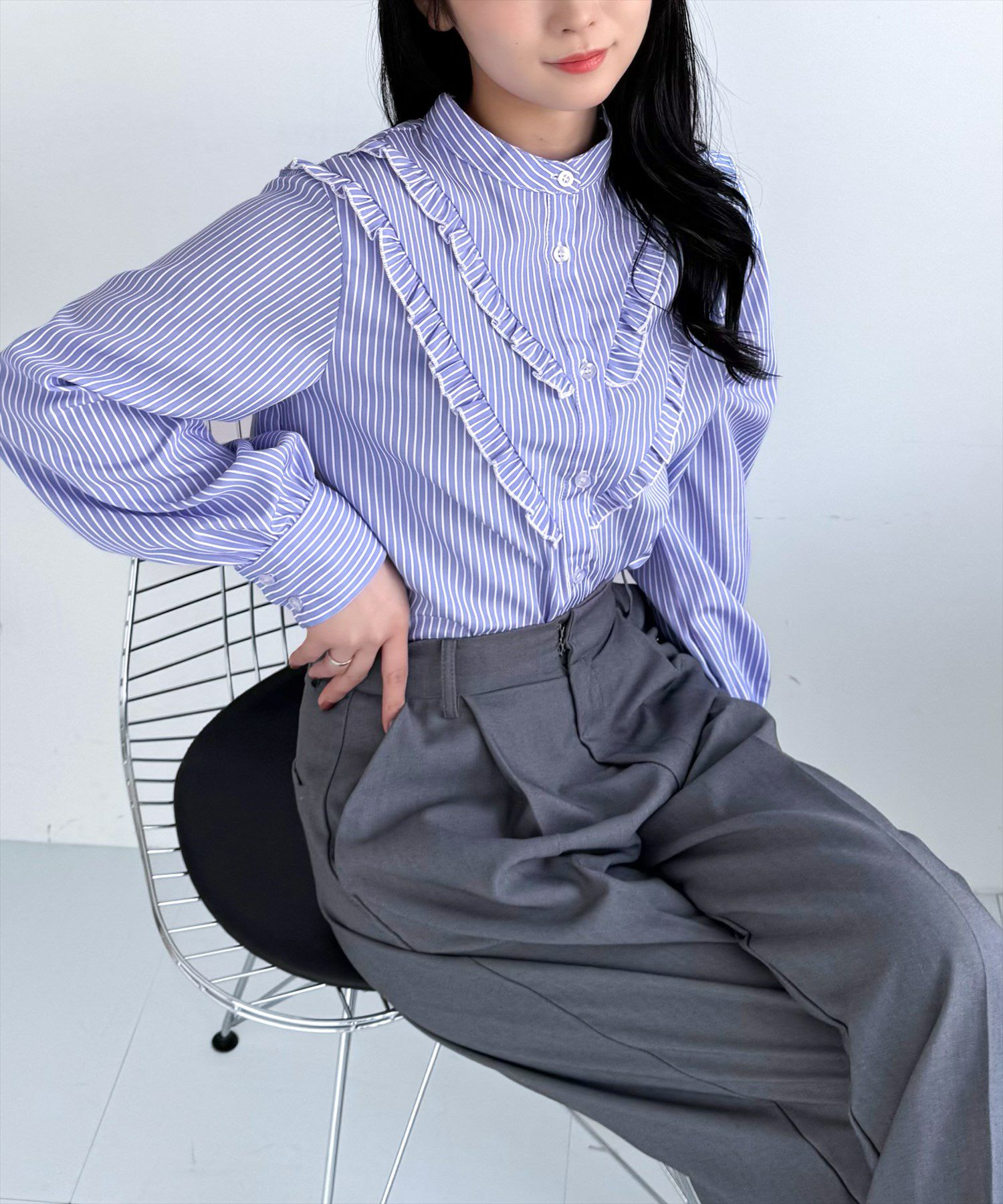 CLEAR BASIC 無地&柄フリルブラウス[CL8963] | レディースファッション