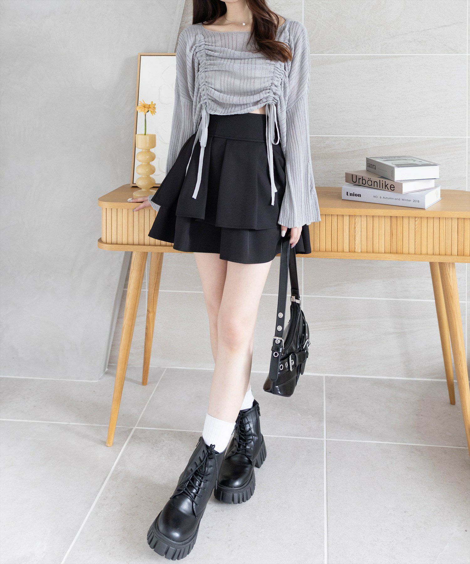 161cm/グレー着用