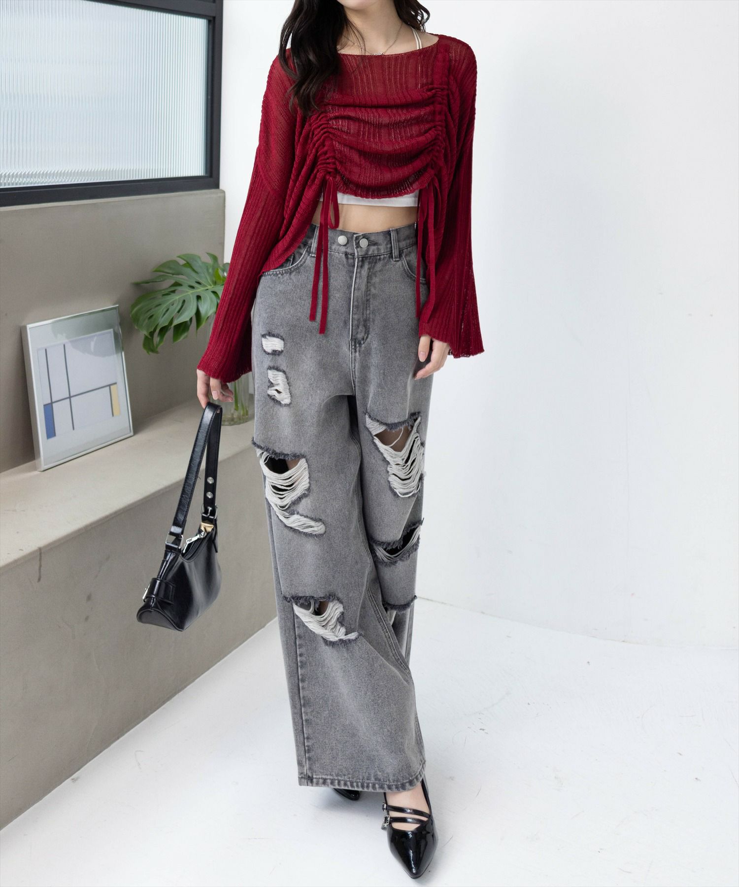 161cm/ボルドー着用