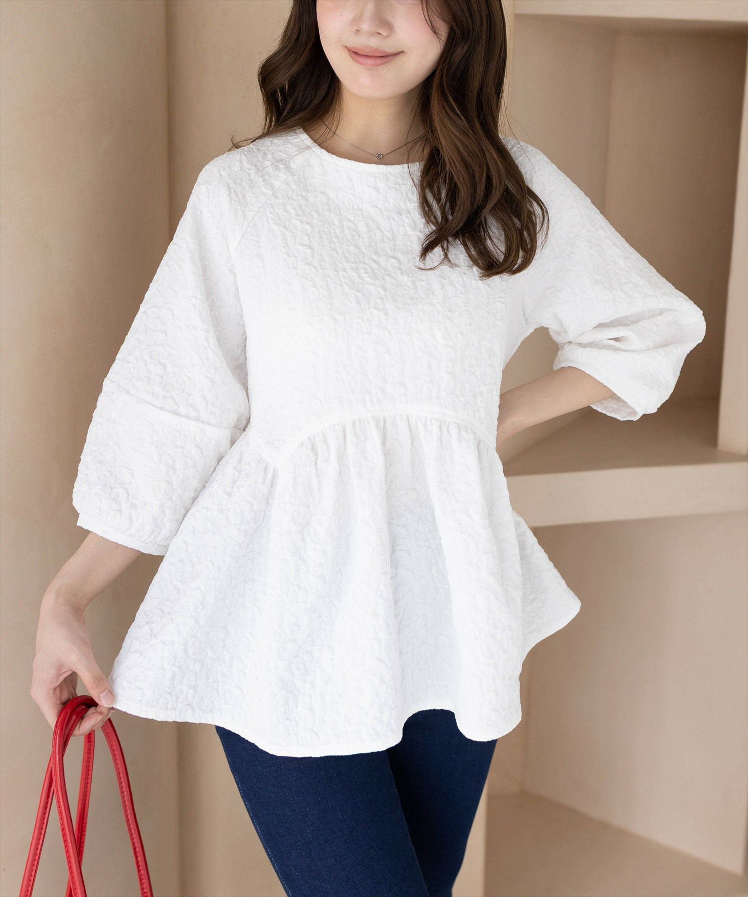 CLEAR BASIC フクレジャガードペプラムブラウス[CL9120] | レディース