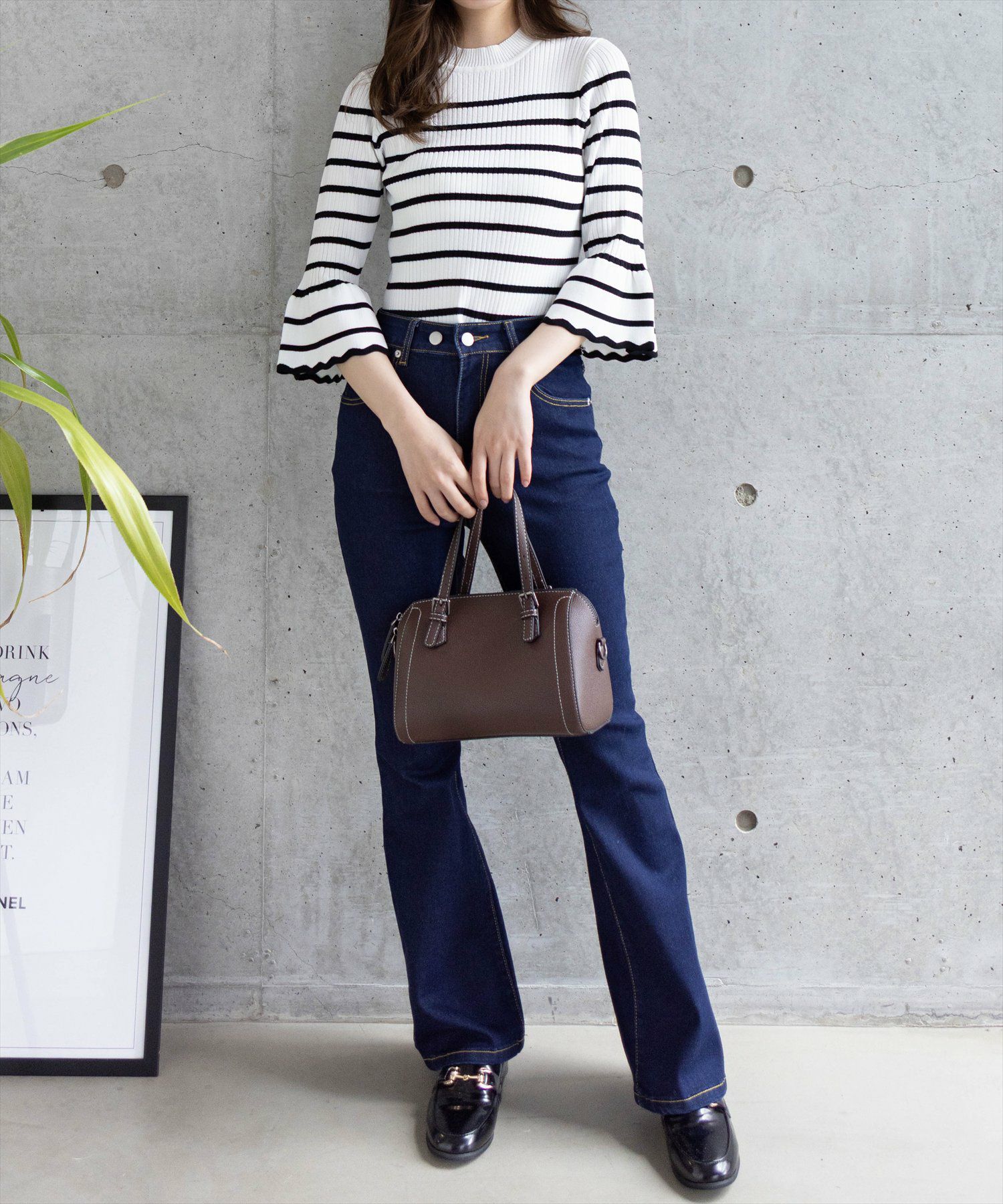 161cm/ホワイト×ブラック着用