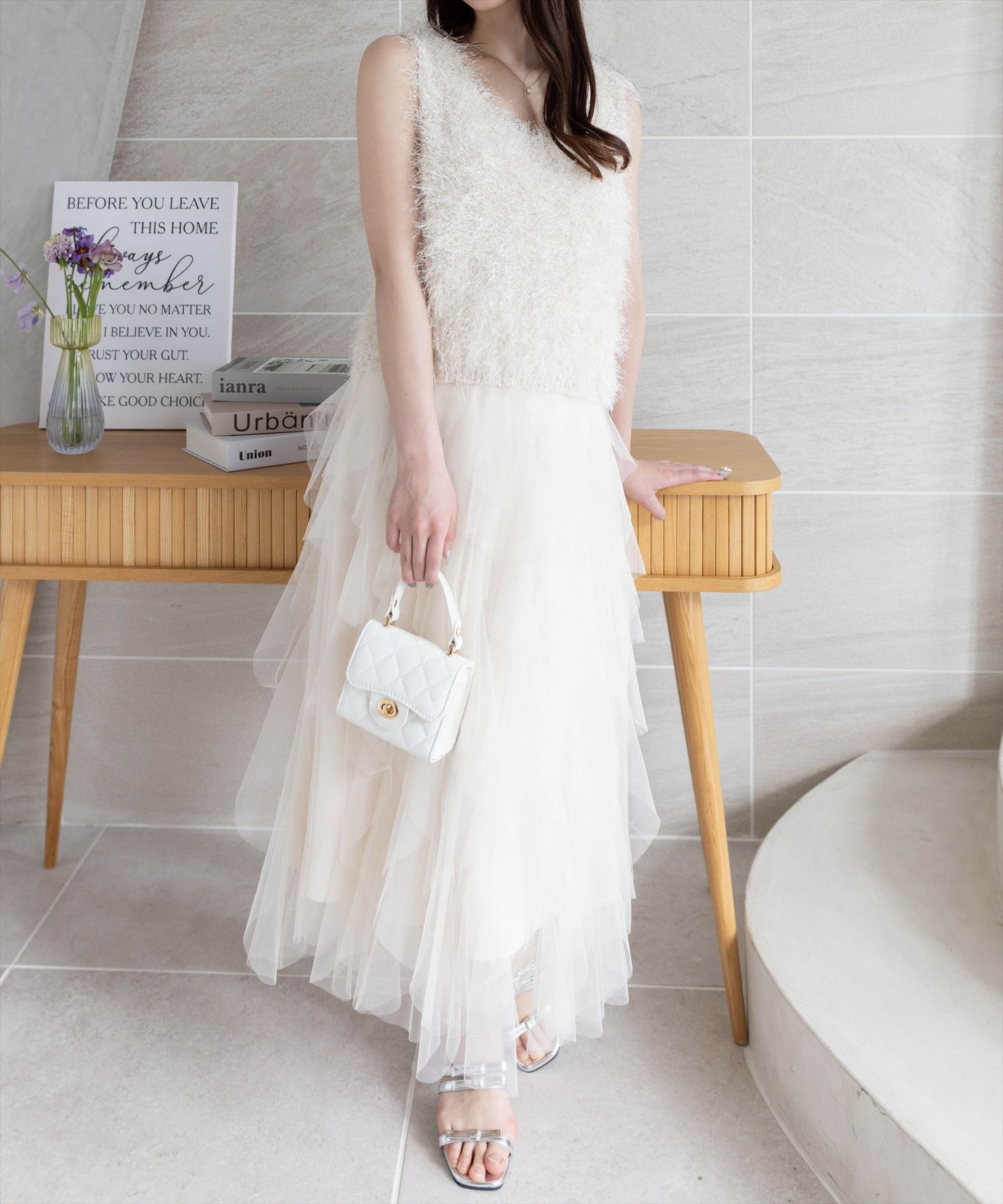 153cm/アイボリー着用