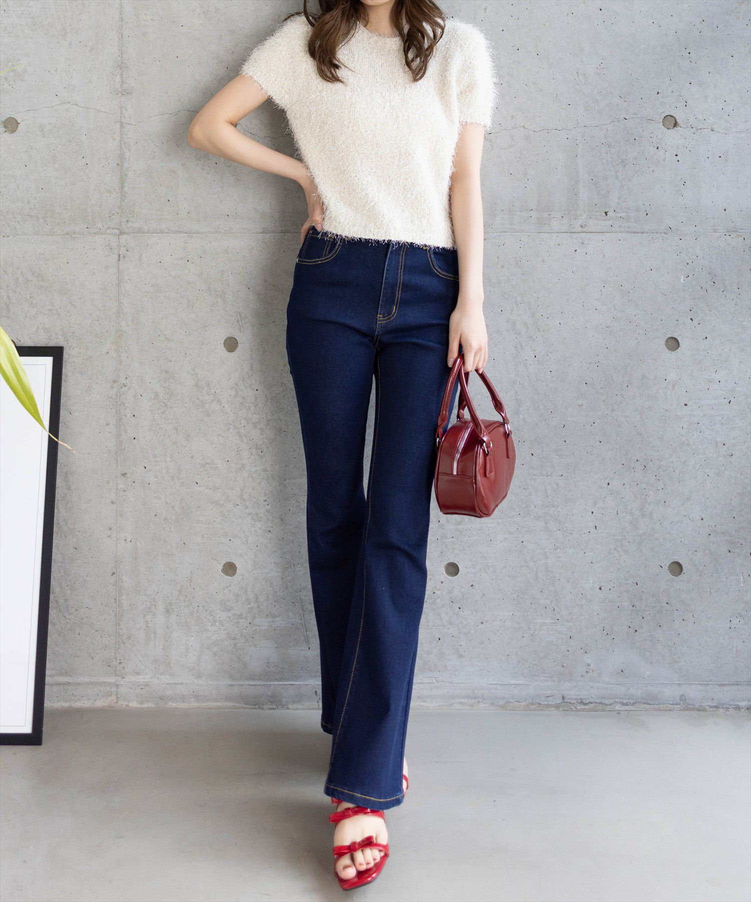 161cm/アイボリー着用