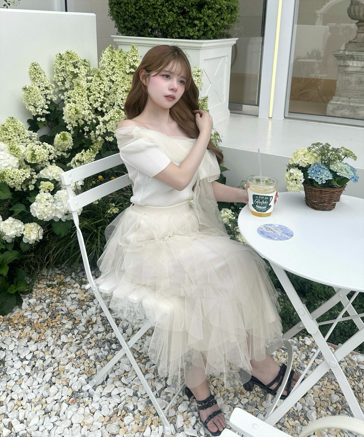 158cm/アイボリー着用
