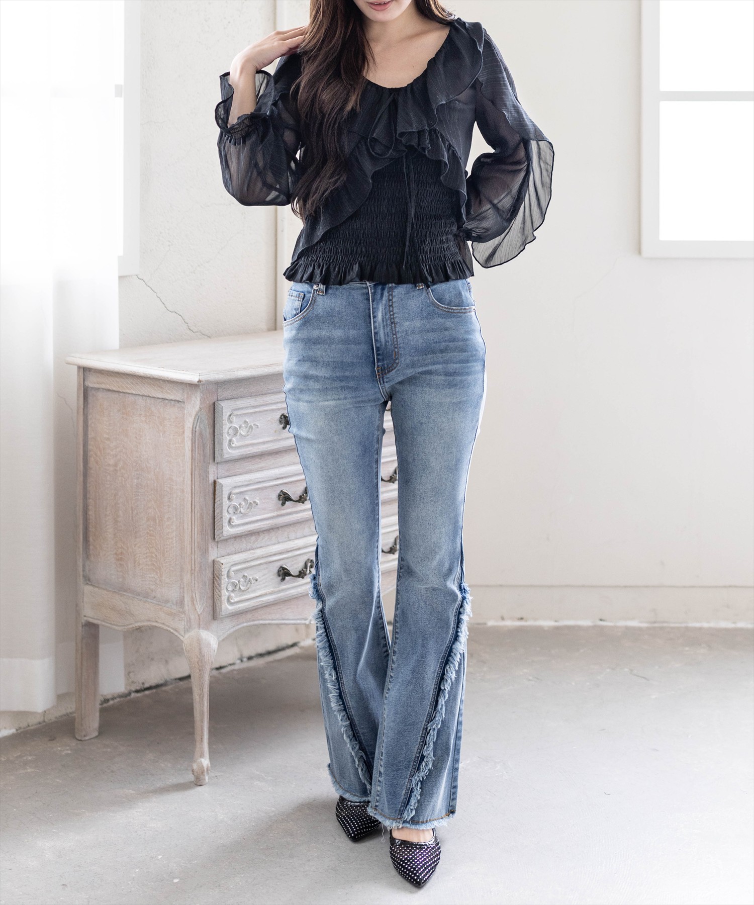 162cm/ライトブルー着用