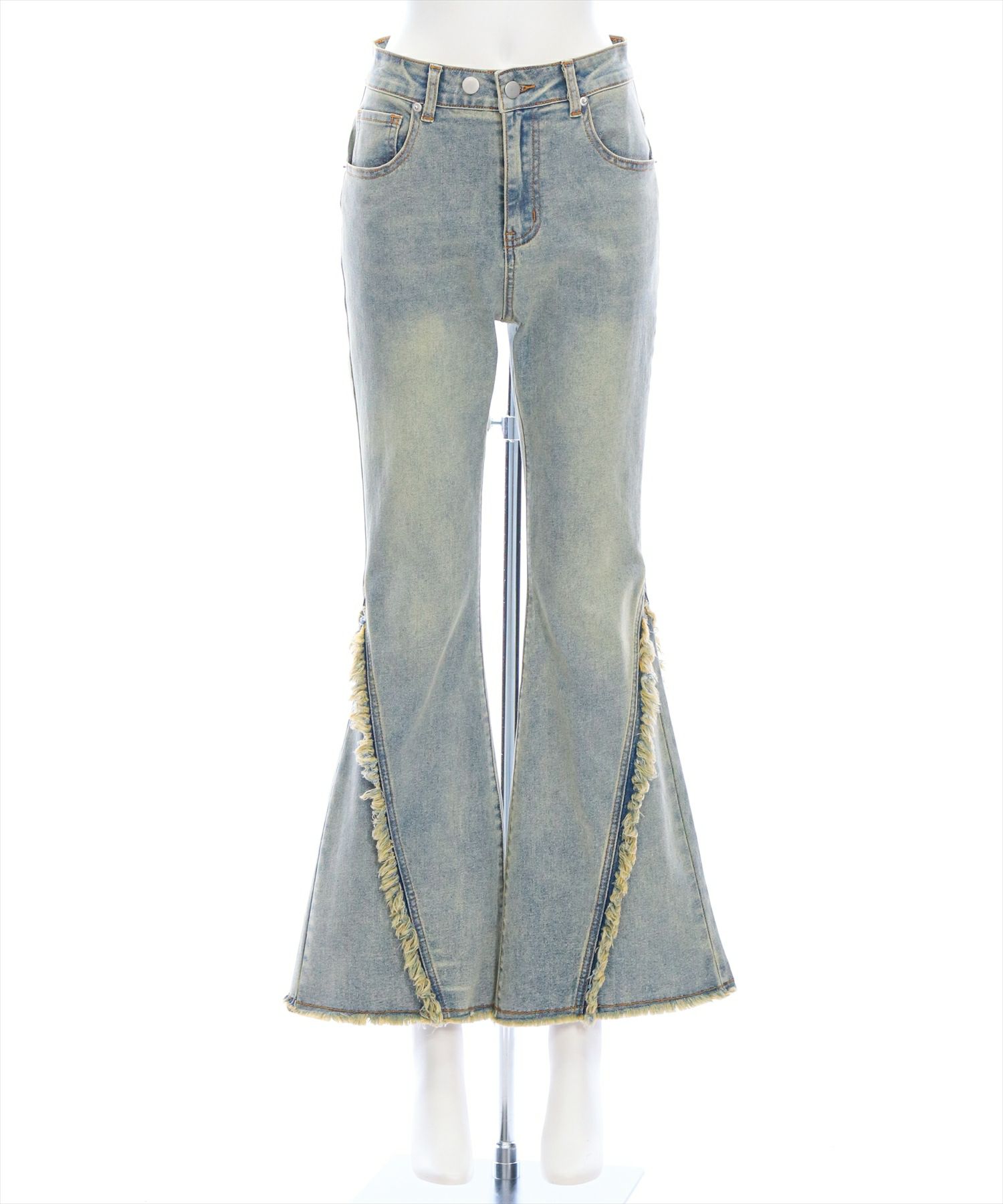 clear≪再入荷≫ミドルライズフリンジフレアデニムパンツ[CL9029