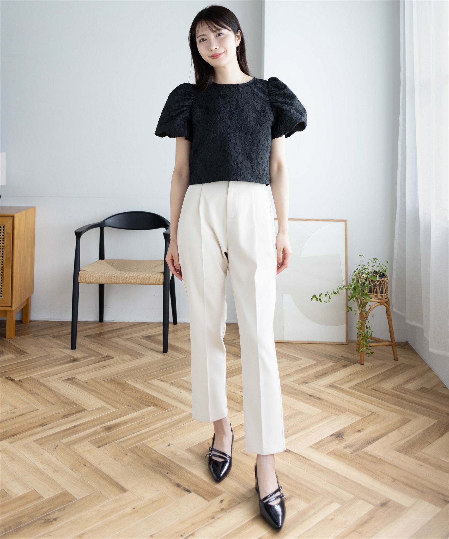 165cm/アイボリー着用