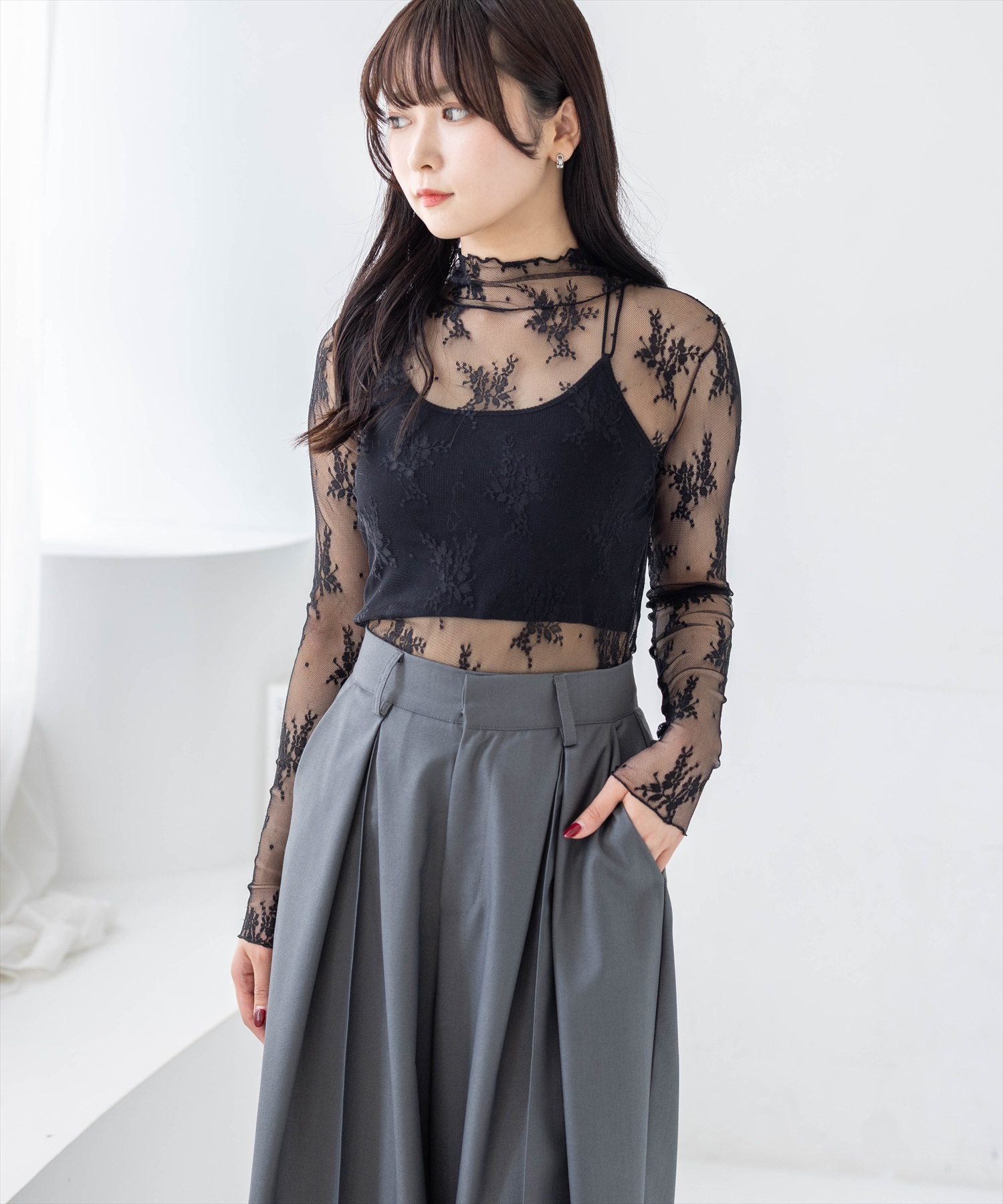 162cm/ミント着用