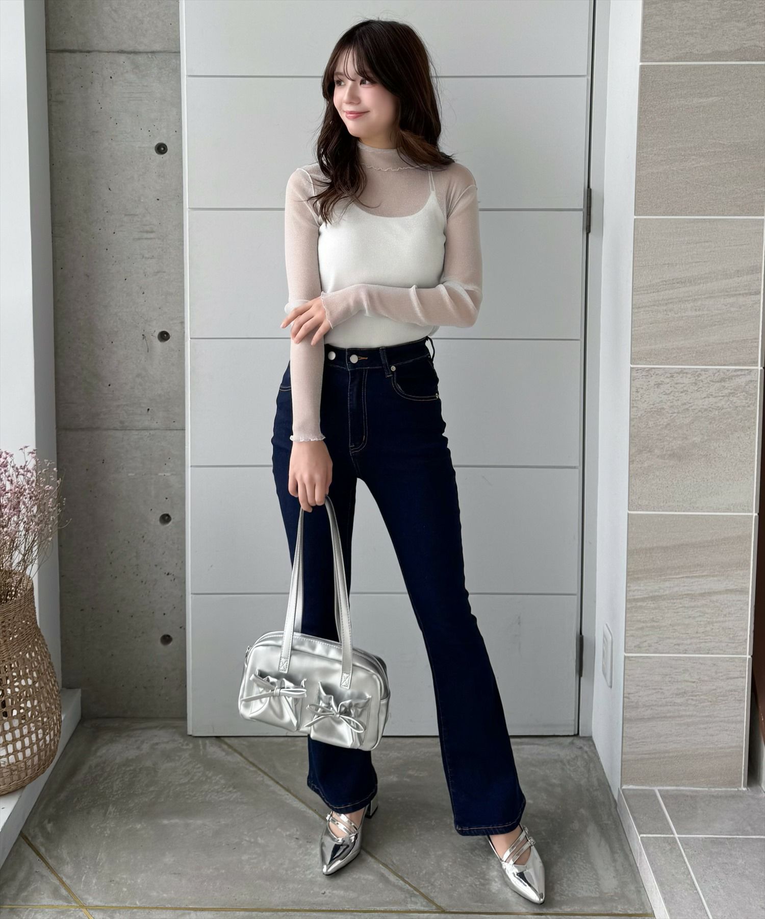 161cm/オフホワイト着用