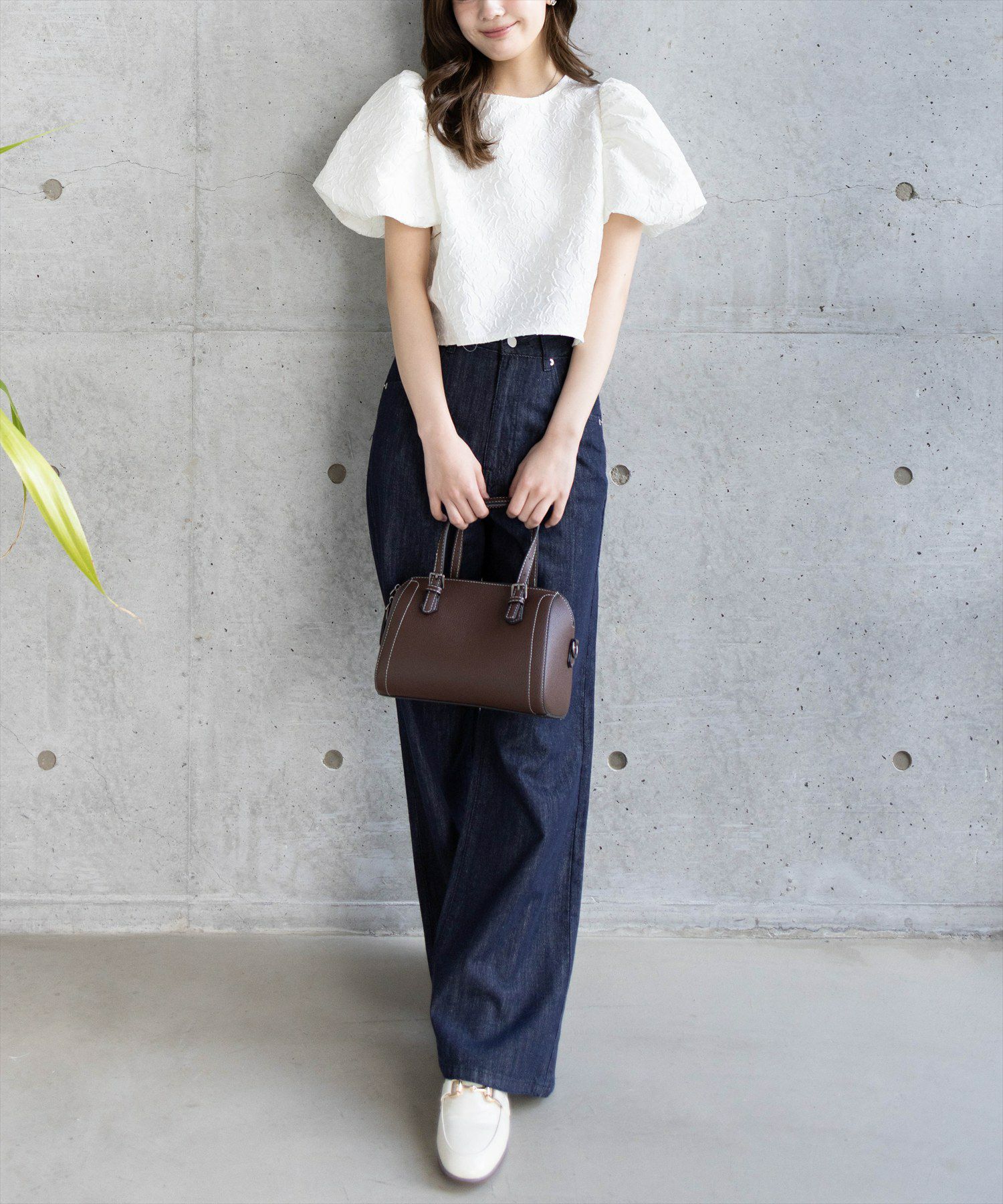 162cm/アイボリー着用