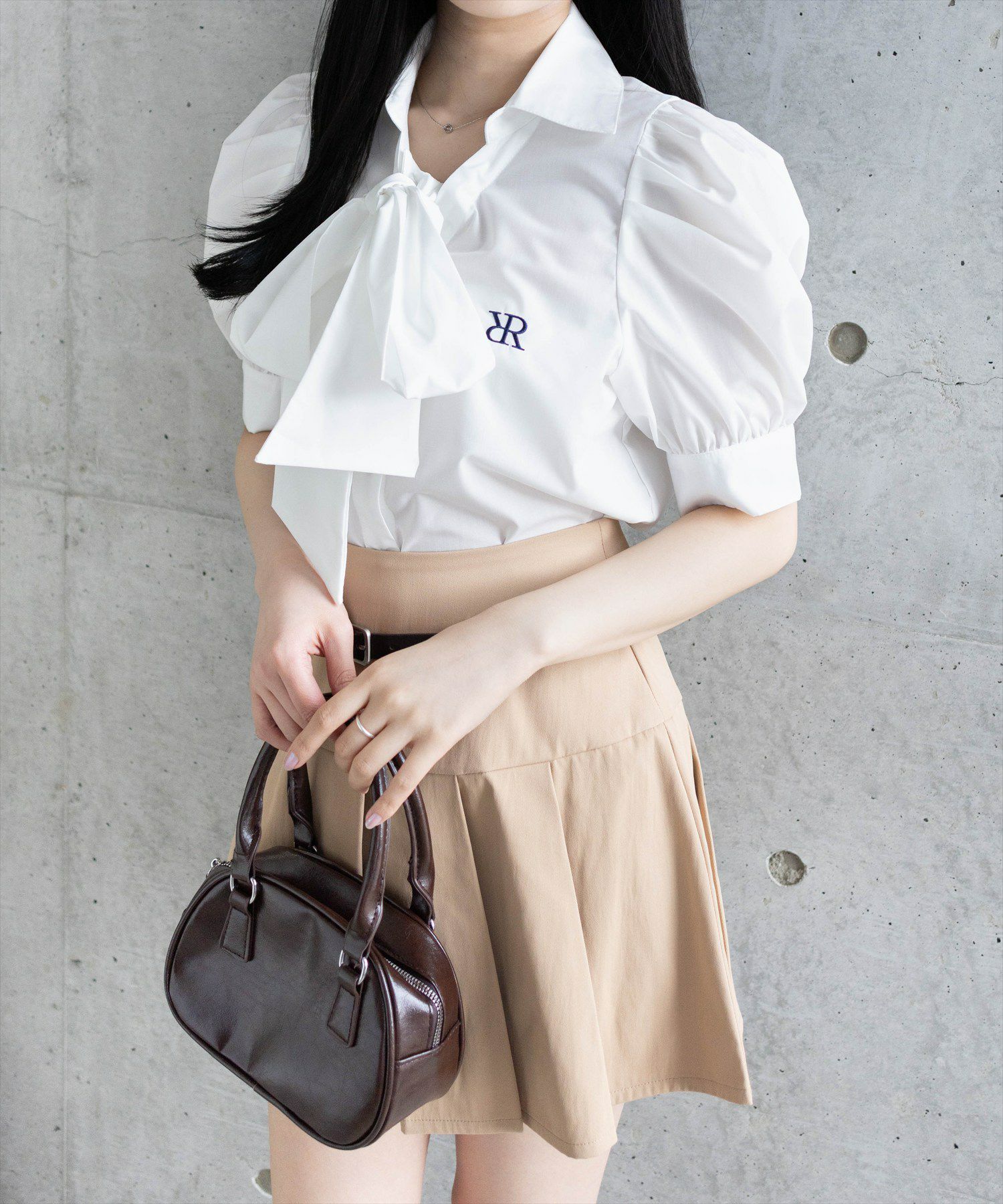 clear ビッグリボンワンポイント刺繍半袖ブラウス[CL9222