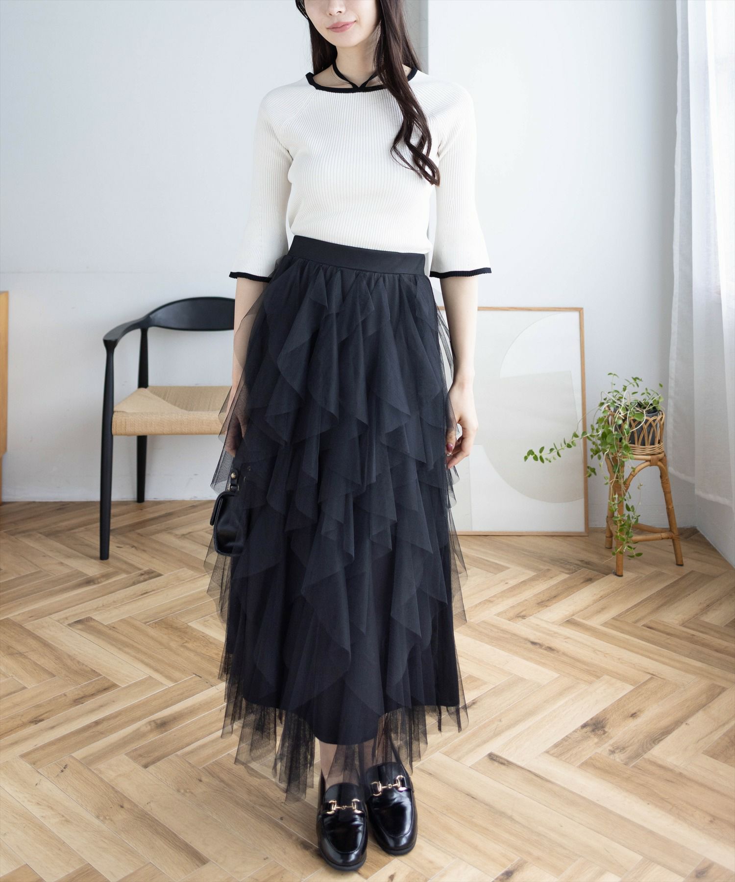 165cm/アイボリー着用