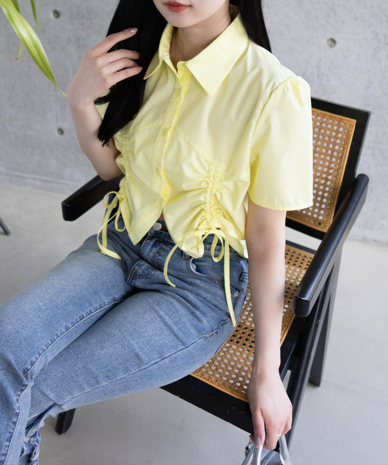 clear 千鳥柄裾アシメフリルシャツワンピース[CL8903] | レディース