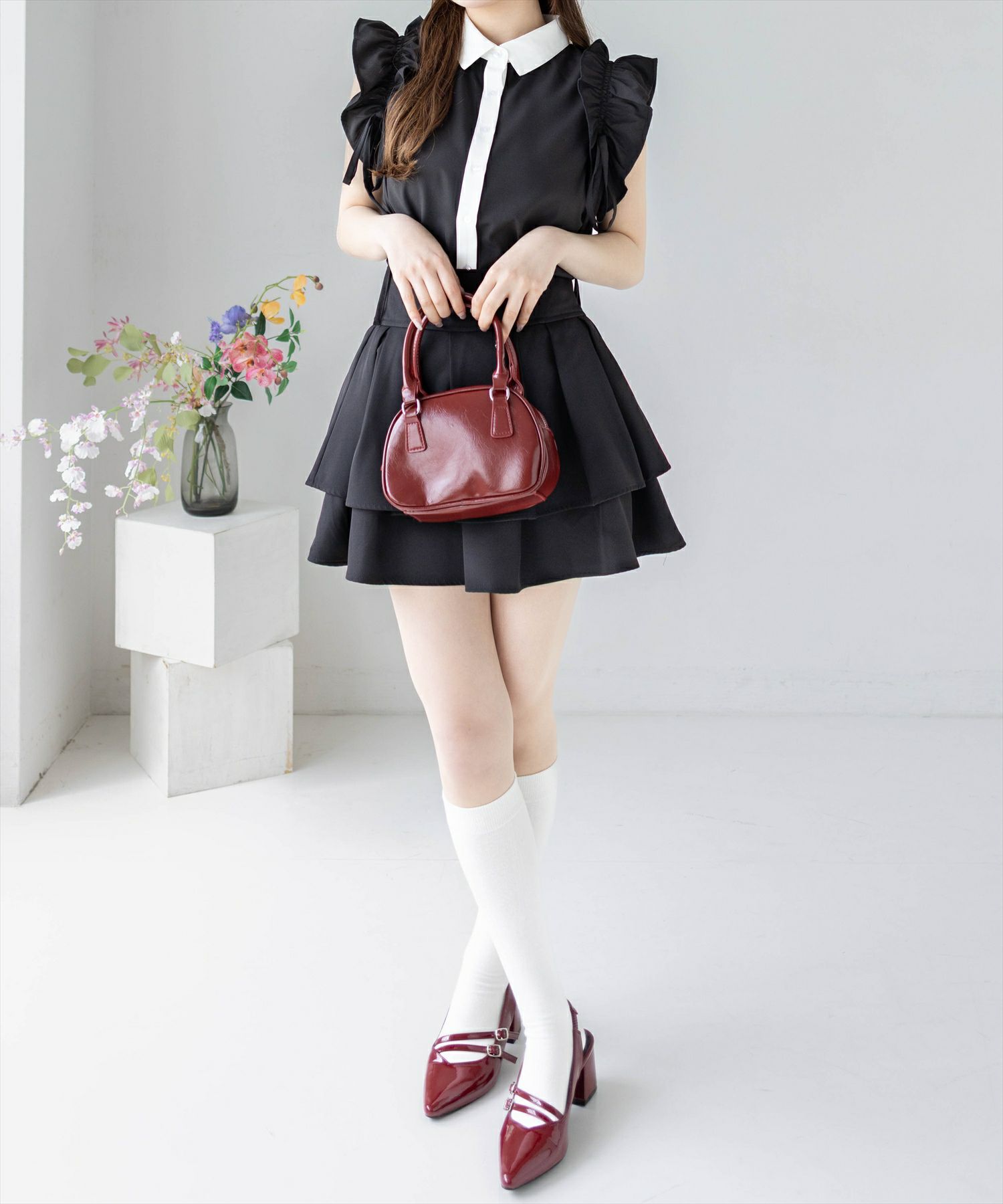 153cm/ブラック×ホワイト着用