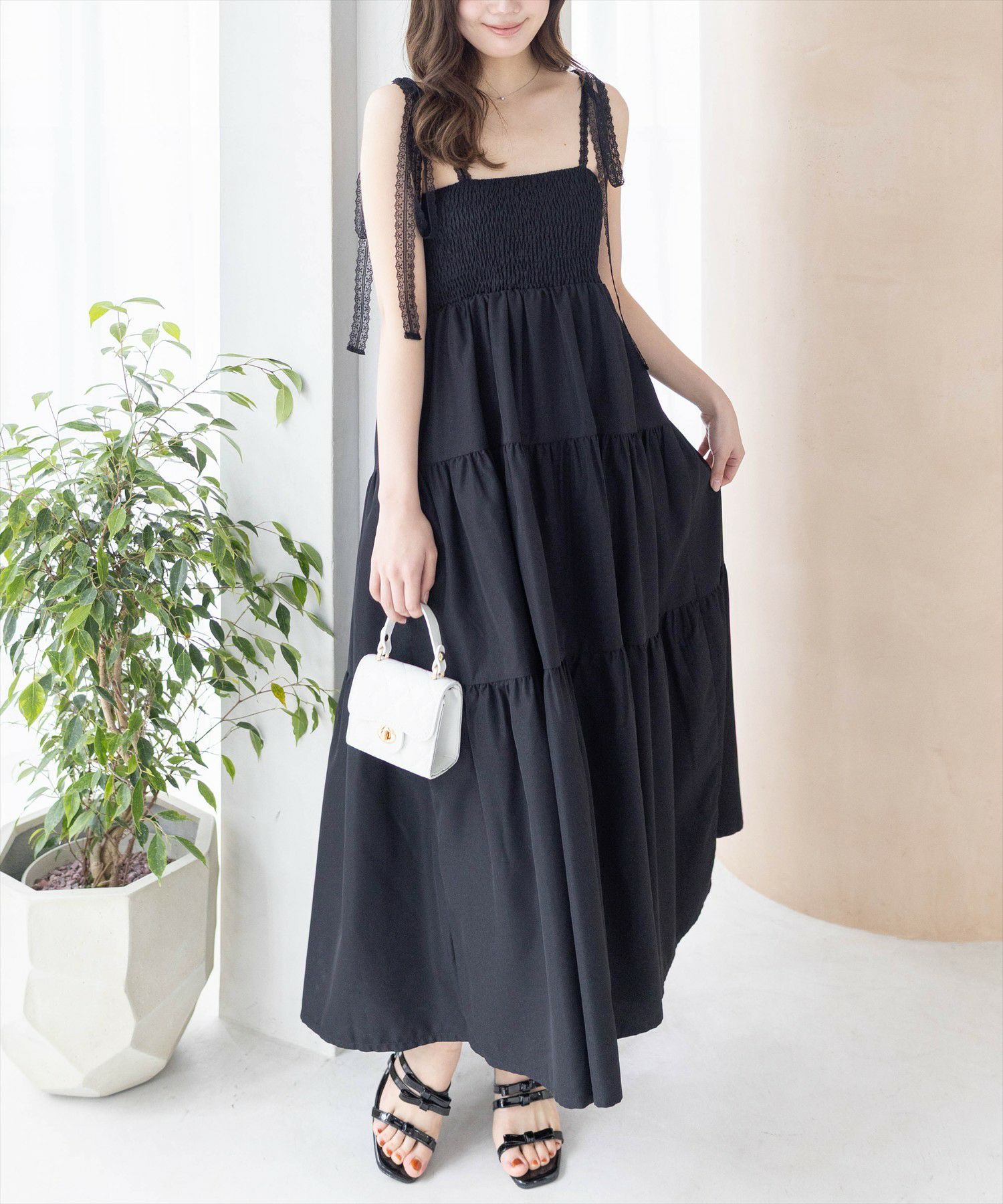 clear 肩紐レースロングキャミワンピース[CL9028] | レディース