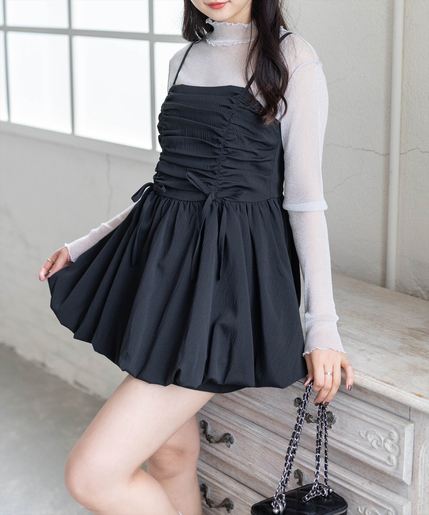 163cm/ホワイトドット着用