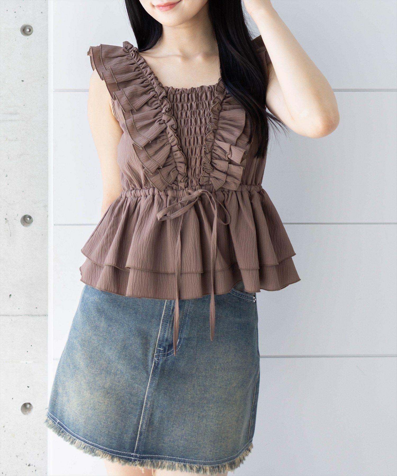 clear フリルデザインペプラムブラウス[CL9257] | レディース