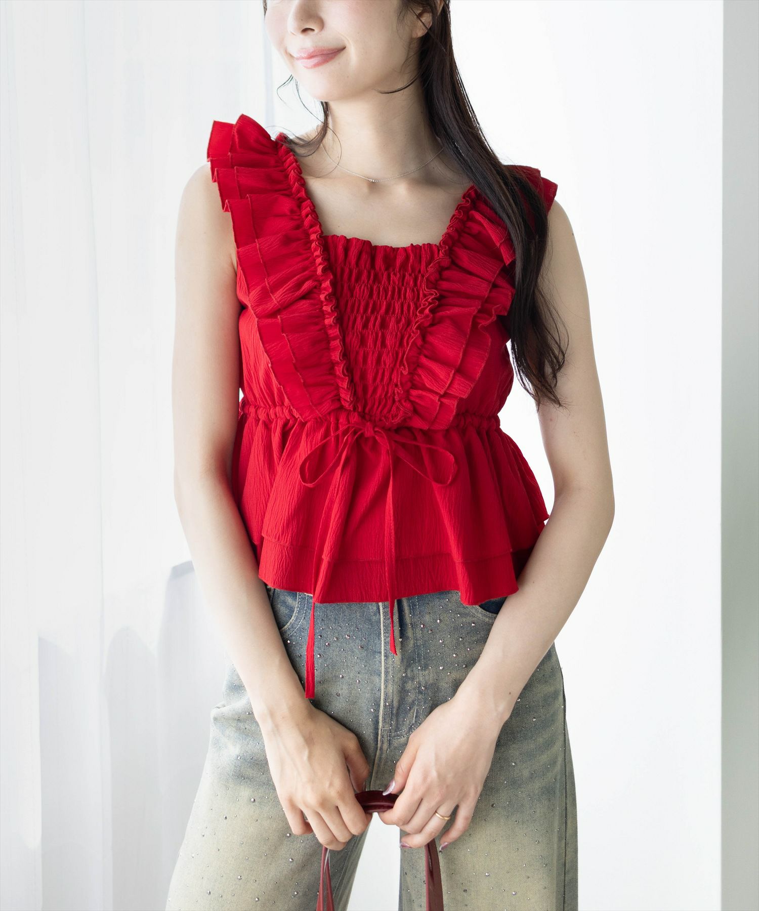 clear フリルデザインペプラムブラウス[CL9257] | レディース