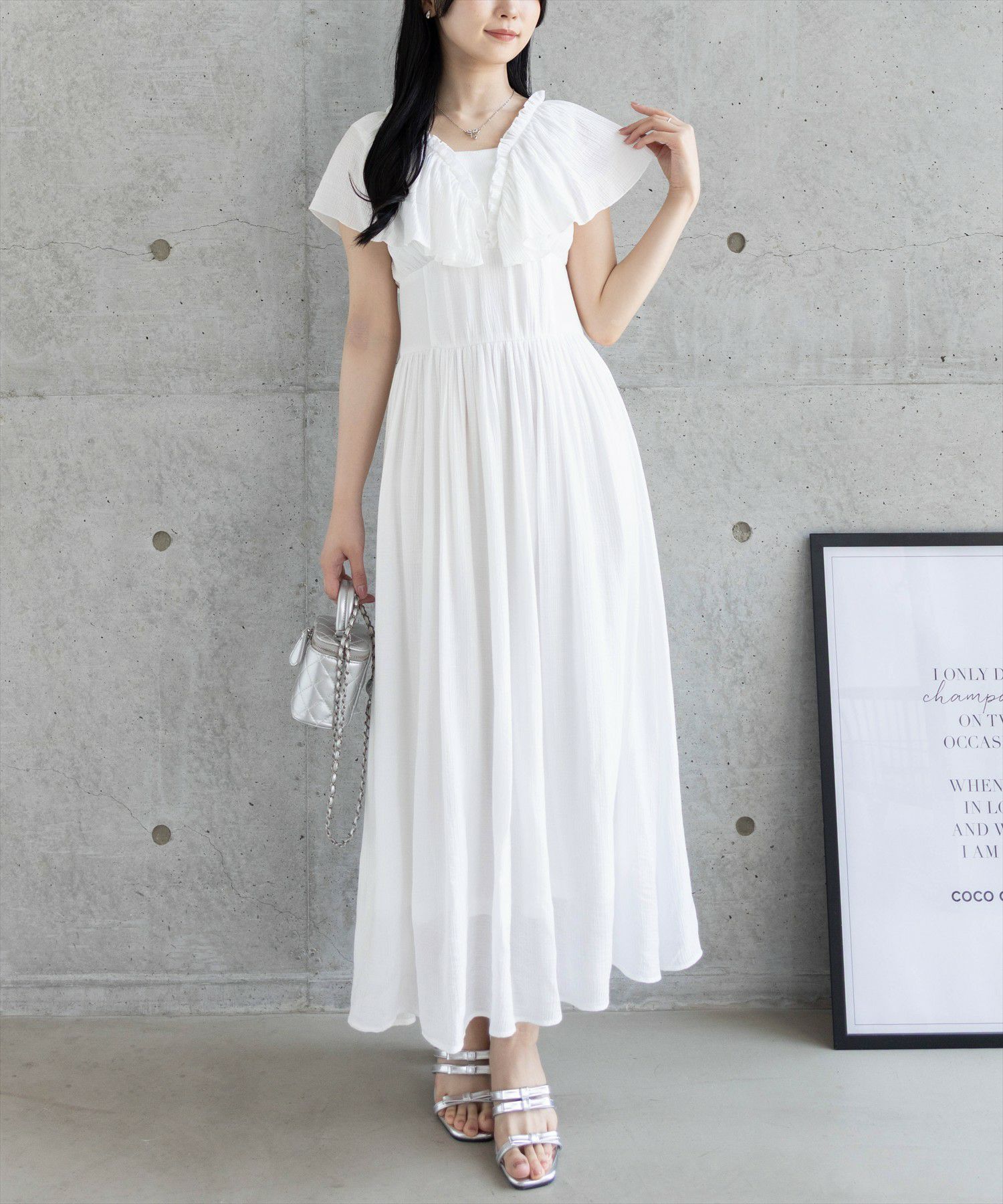 CLEAR BASIC フリルスリーブウエスト切替ワンピース[CL9294