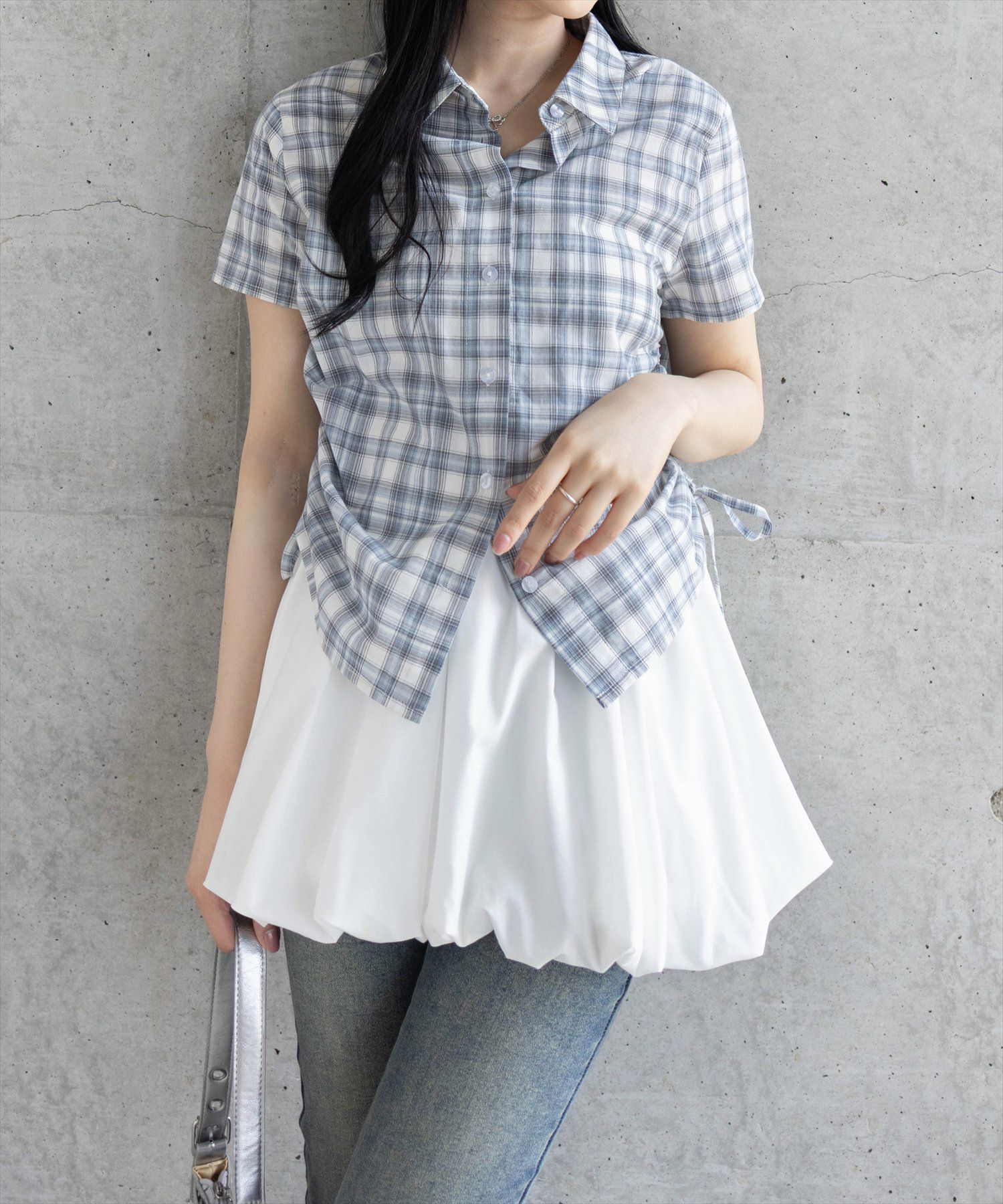 162cm/サックスブルー着用