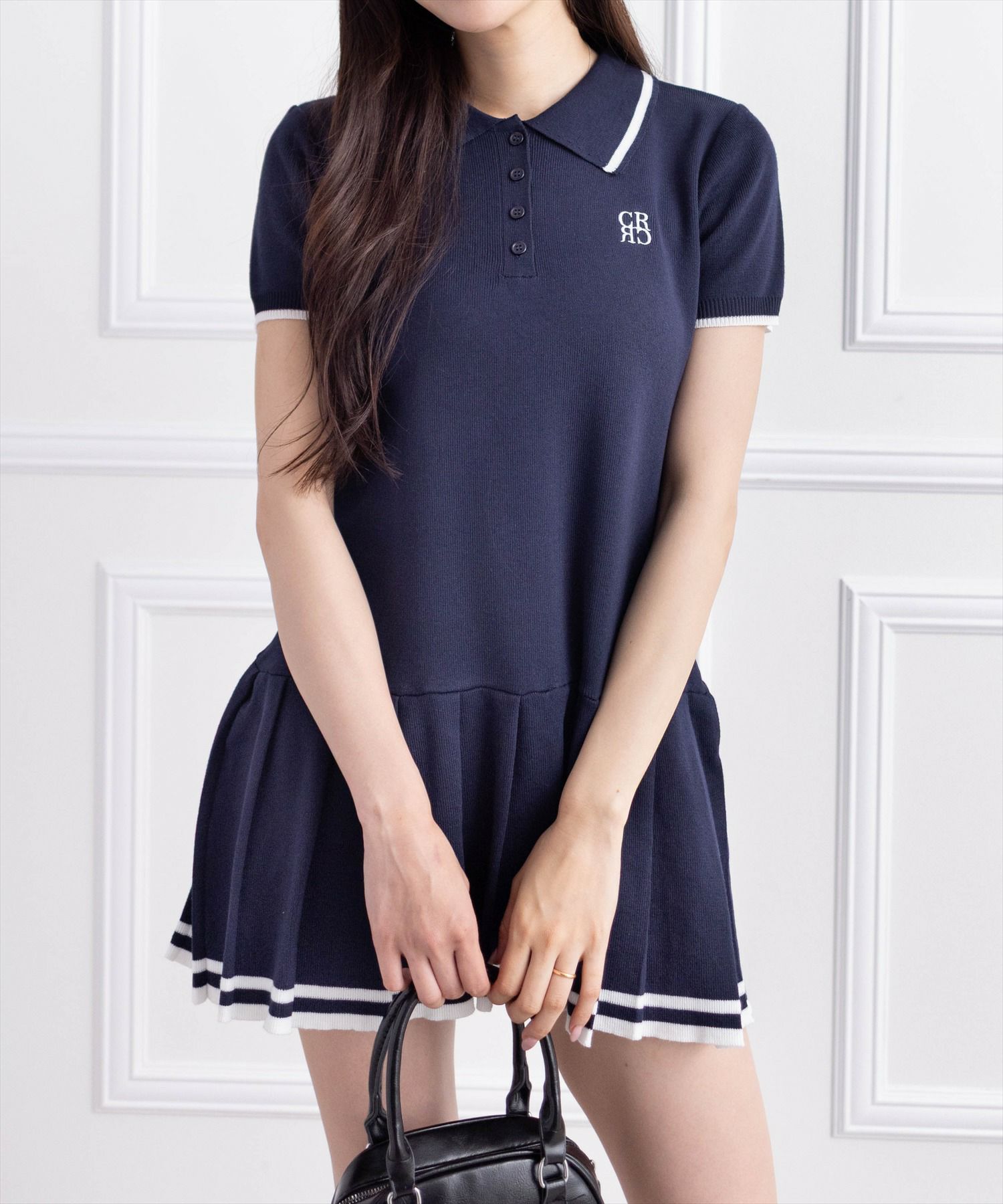 clear ダブルカラーポロニット＆スカートセットアップ[CL9332