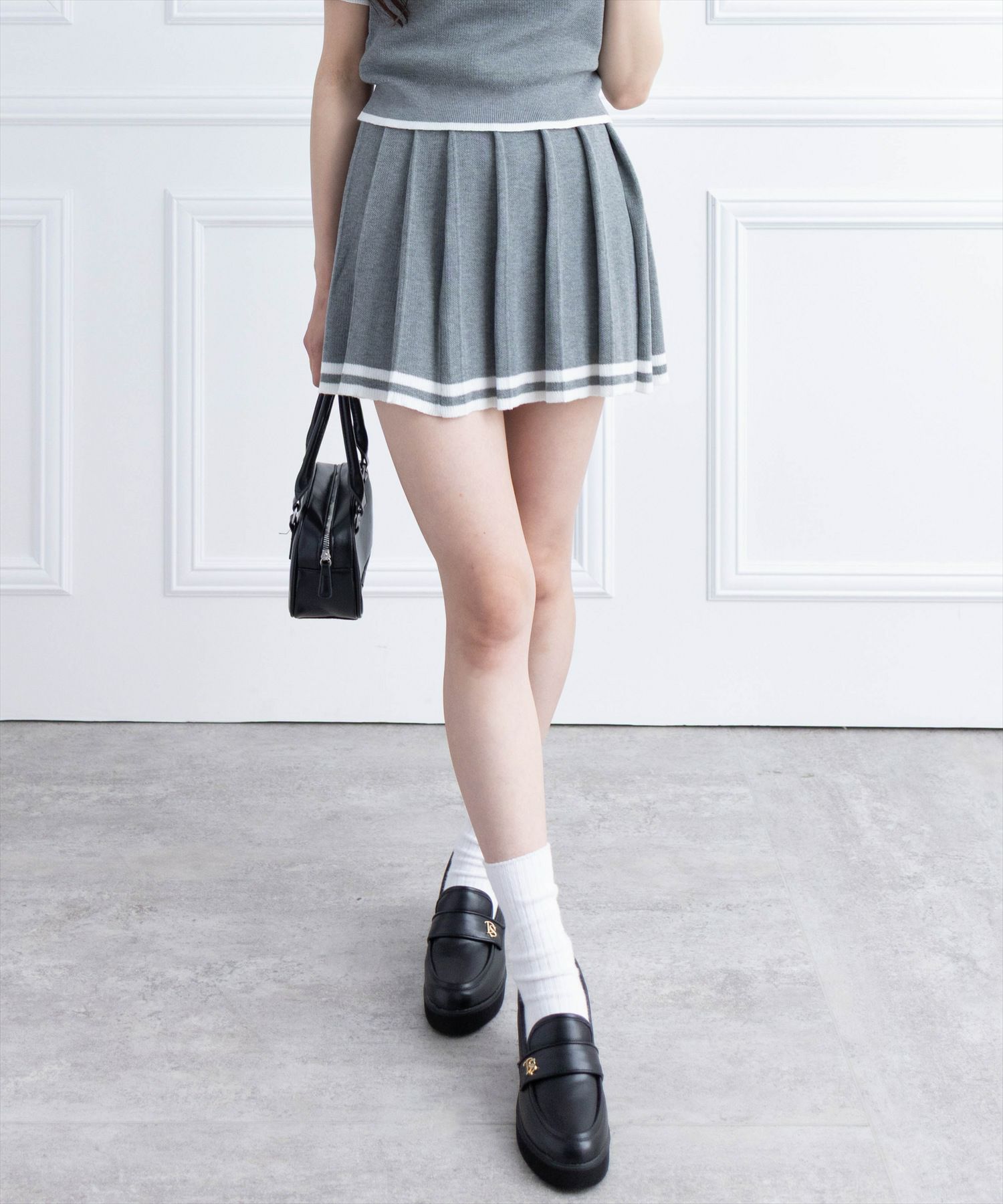 clear ダブルカラーポロニット＆スカートセットアップ[CL9332