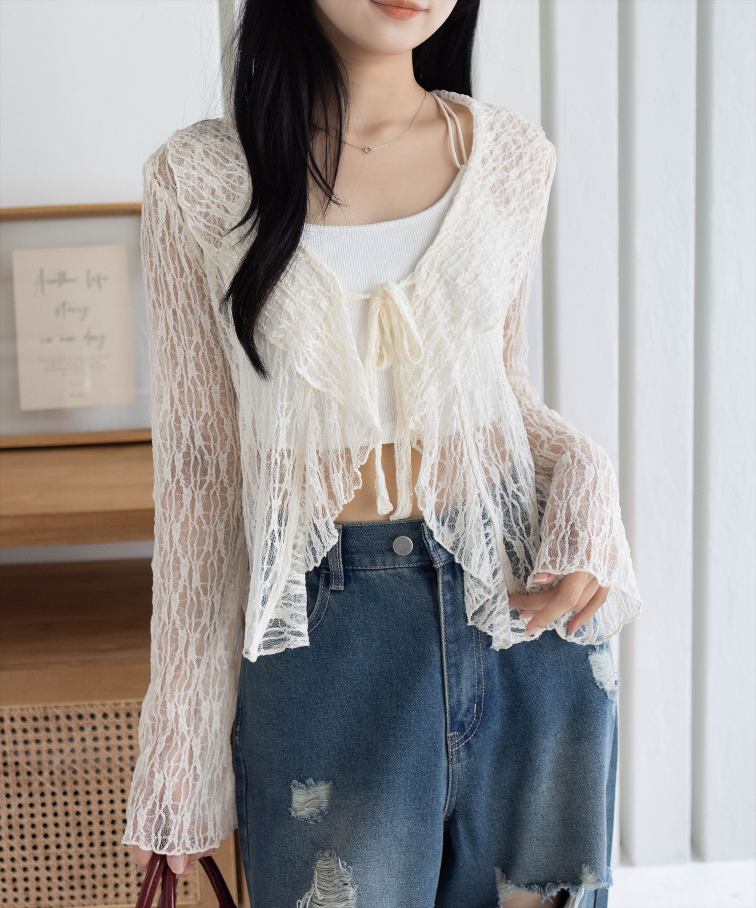 clear フリルレースカーディガン[CL9390] | レディースファッション