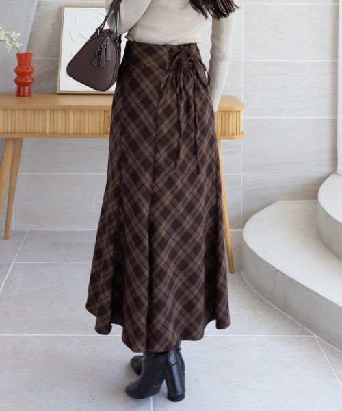 CLEAR BASIC≪AW新作/再入荷≫バックレースアップチェック柄マーメイド