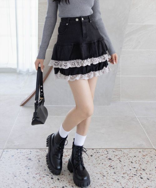 clear≪AW新作≫デニムティアードミニスカート[CL9367] | レディース