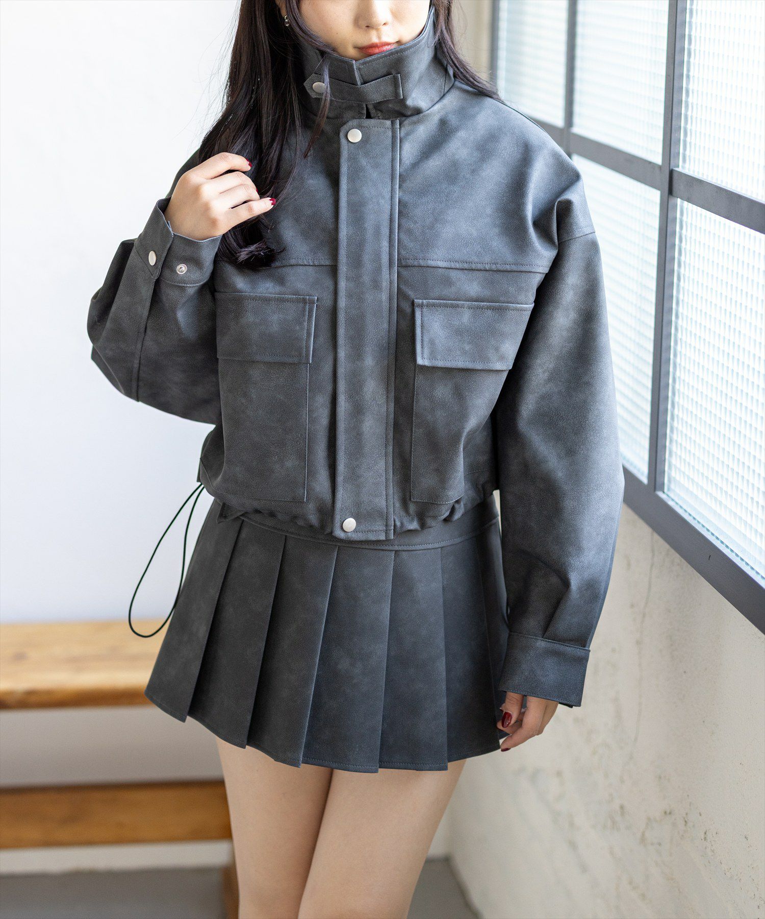 clear≪AW新作/再入荷≫アンティークレザーショート丈ブルゾン(セット